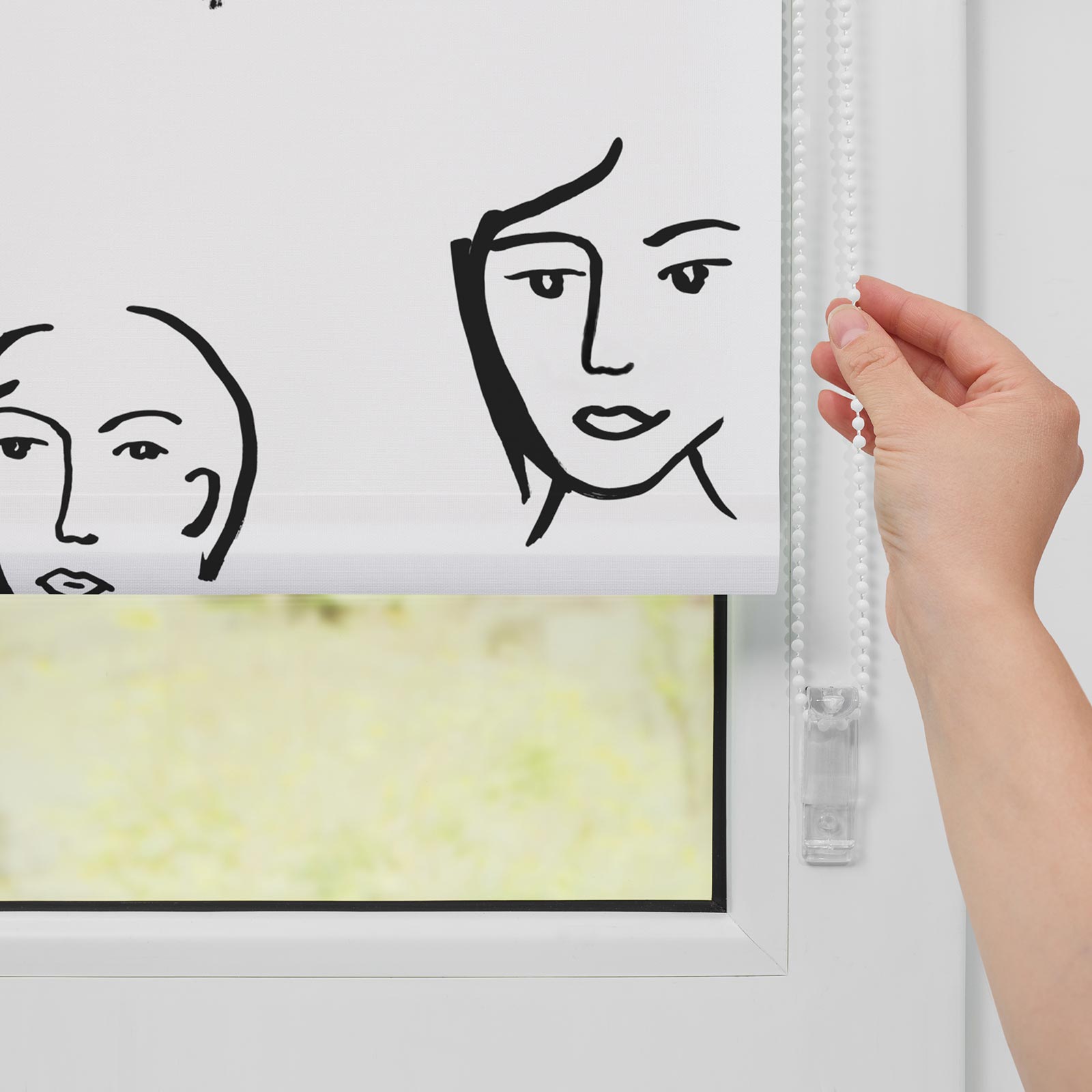 LICHTBLICK Rollo Klemmfix FACES - schwarz-weiß - 120x150 cm