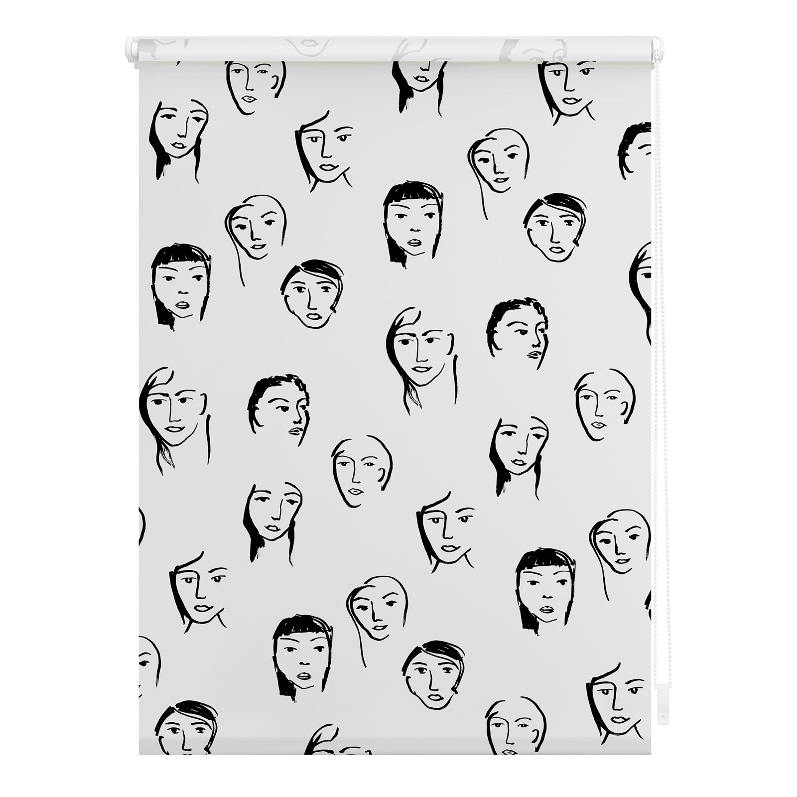 LICHTBLICK Rollo Klemmfix FACES - schwarz-weiß - 60x150 cm