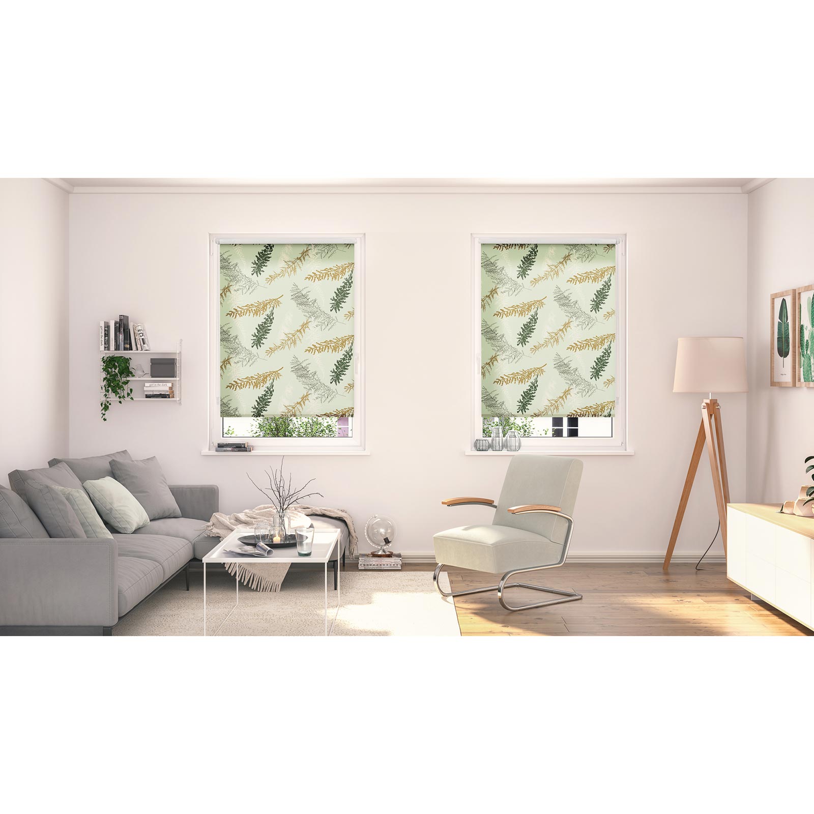 LICHTBLICK Rollo Klemmfix FIR BRANCHES - grün - 120x150 cm