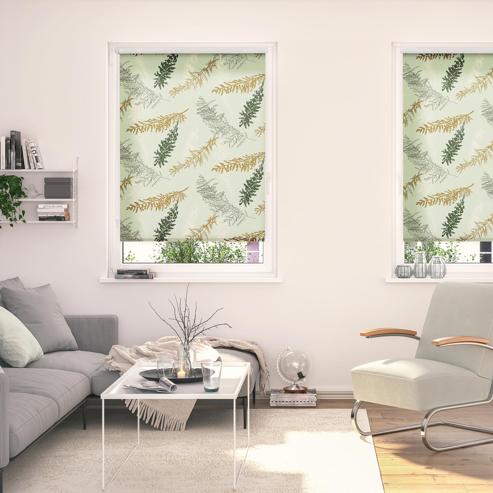 LICHTBLICK Rollo Klemmfix FIR BRANCHES - grün - 70x150 cm