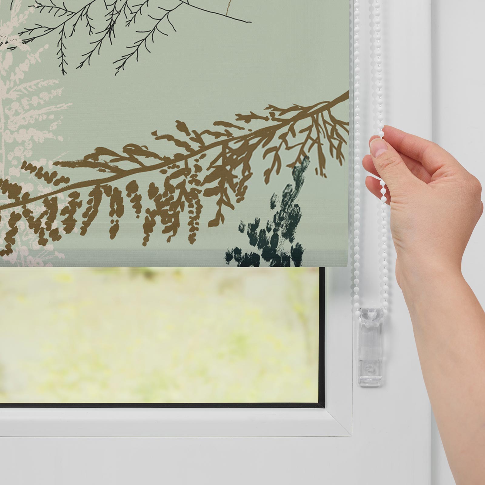 LICHTBLICK Rollo Klemmfix FIR BRANCHES - grün - 70x150 cm
