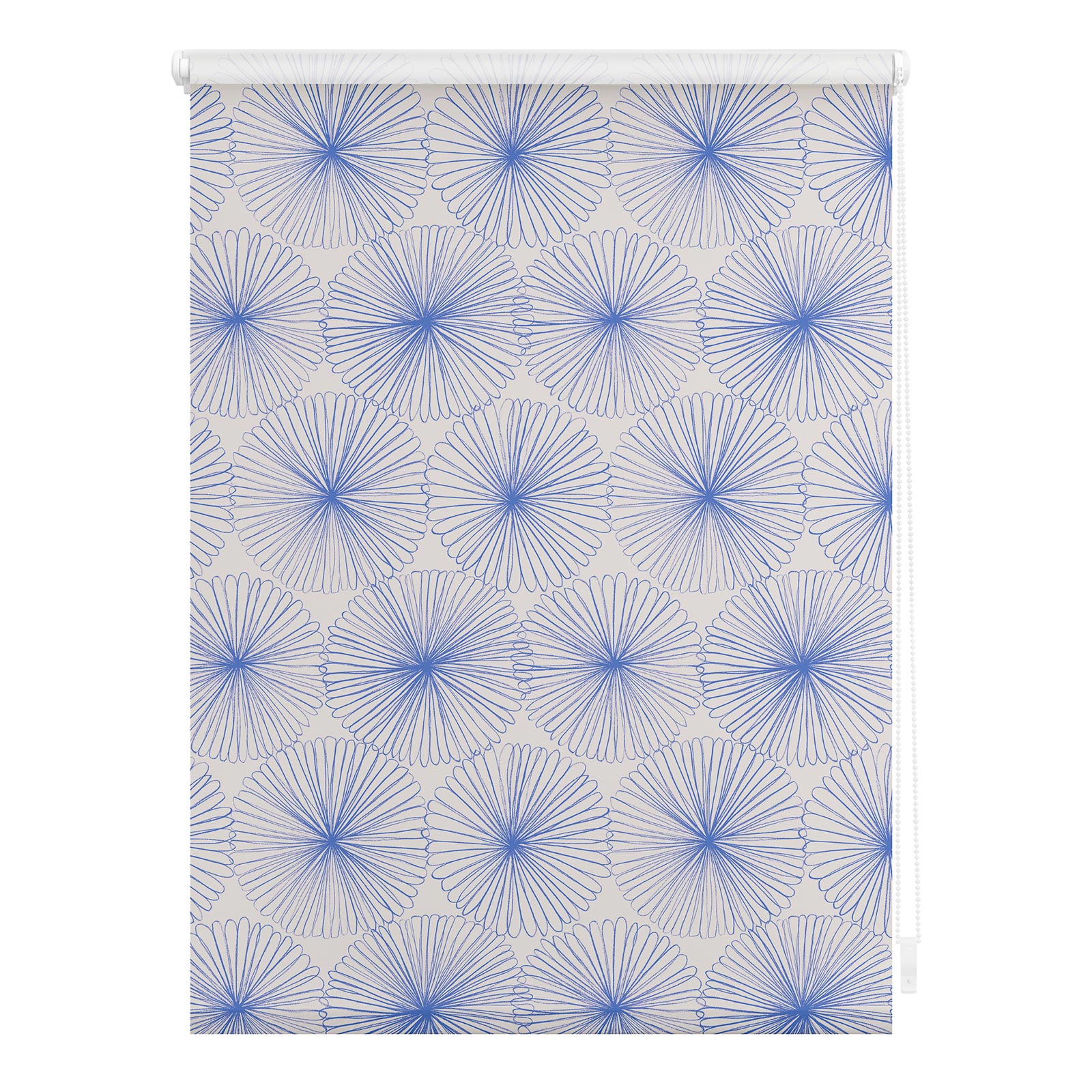 LICHTBLICK Rollo Klemmfix FLOWER WHEEL - blau-weiß - 70x150 cm