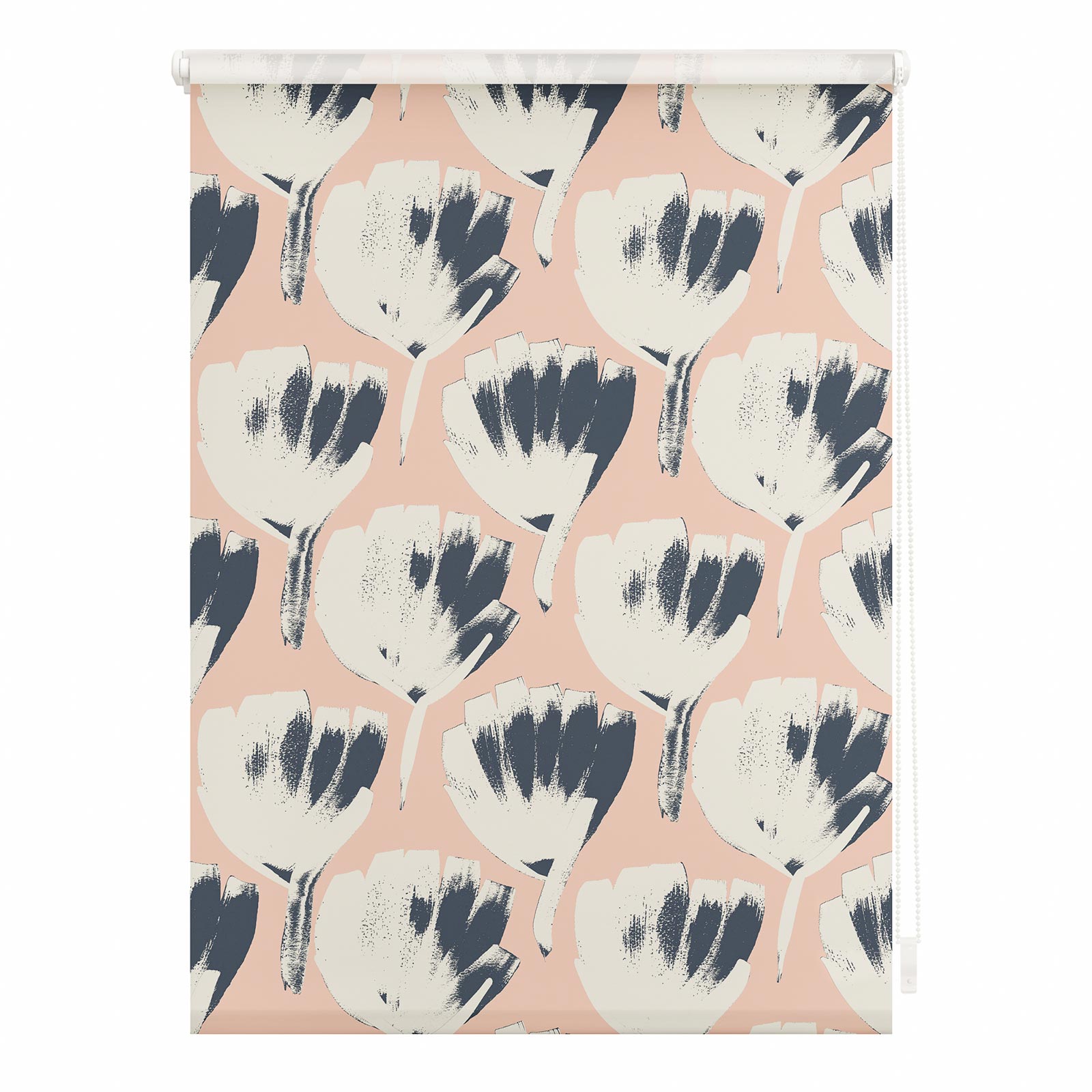 LICHTBLICK Rollo Klemmfix JUMBO FLOWERS ON SALMON - rot-weiß - 90x150 cm