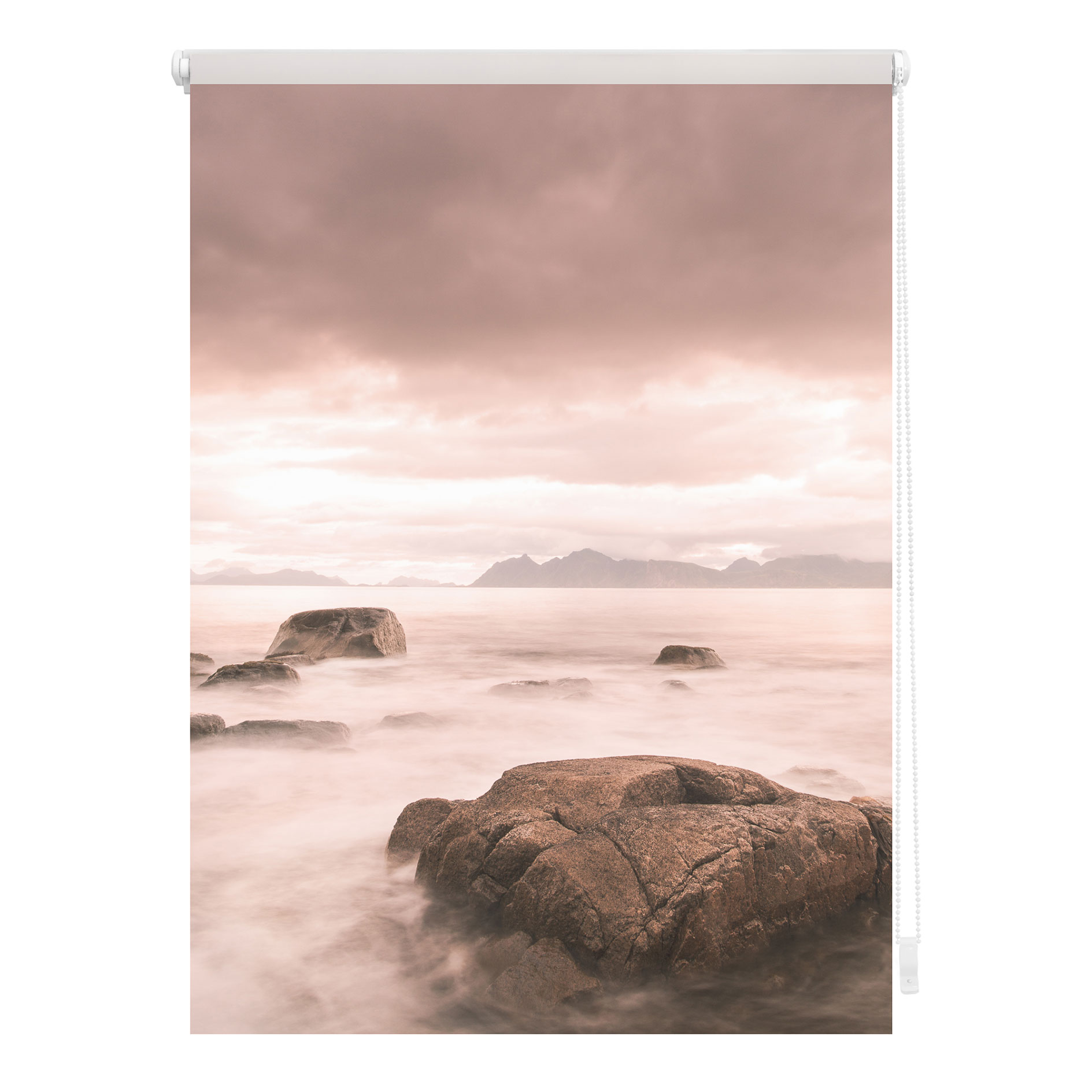LICHTBLICK Rollo Klemmfix STONE - grau-rot - 90x150 cm