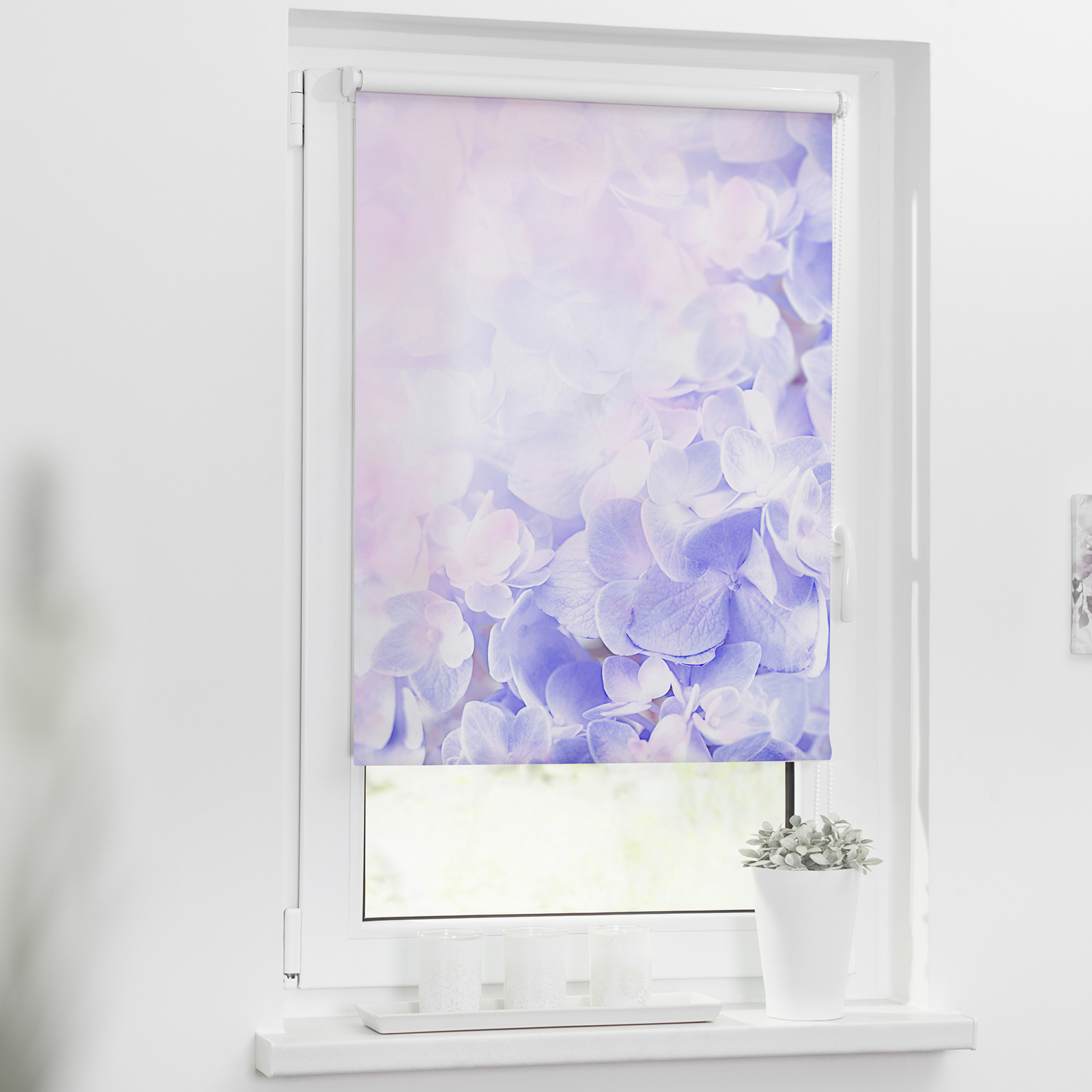 LICHTBLICK Verdunklungsrollo Hortensie - lila - 60x150 cm