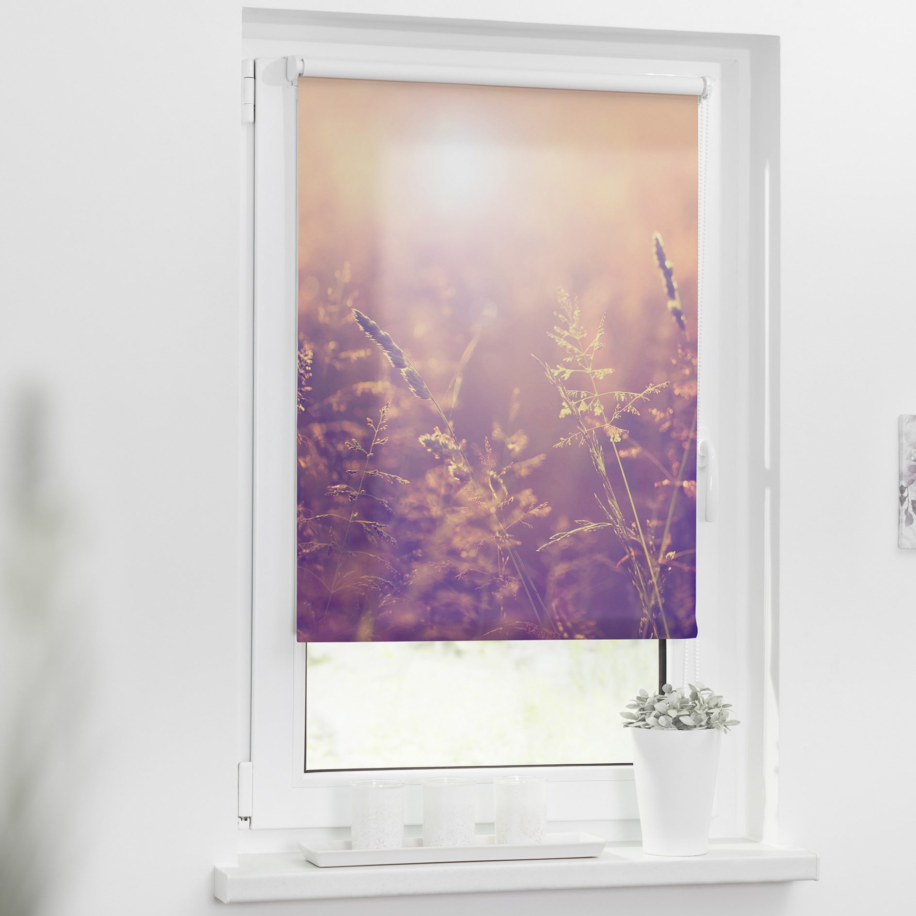 LICHTBLICK Verdunklungsrollo SOMMERABEND - orange-lila - 120x150 cm