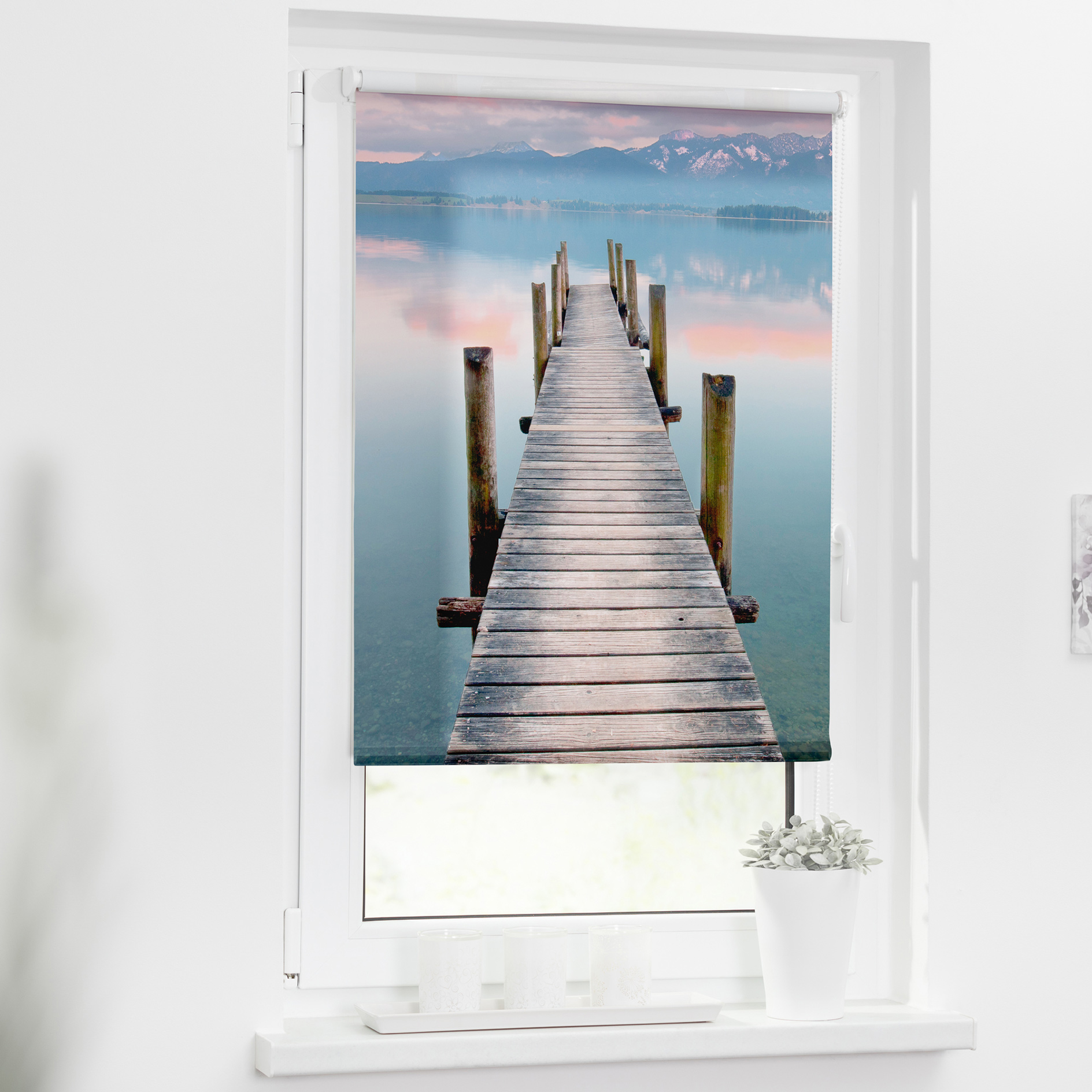 LICHTBLICK Verdunklungsrollo STEG - blau-braun - 45x150 cm