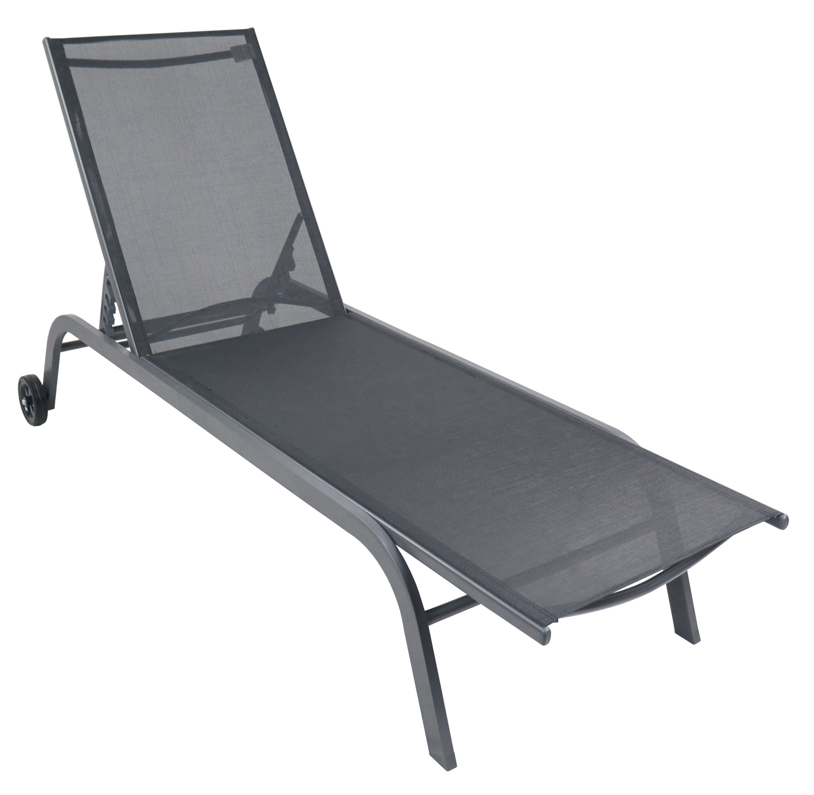 Liegestuhl - schwarz-grau - 192 cm - mit Rollen