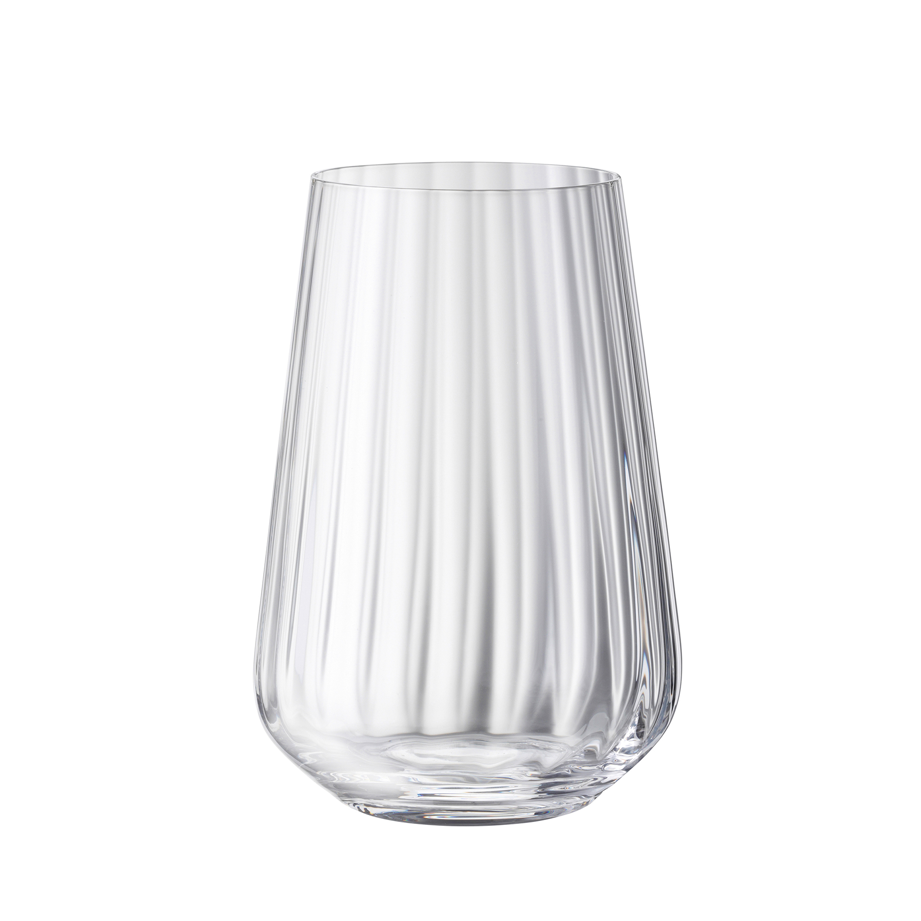 Longdrinkglas - klar - welliges Kristallglas - 380 ml