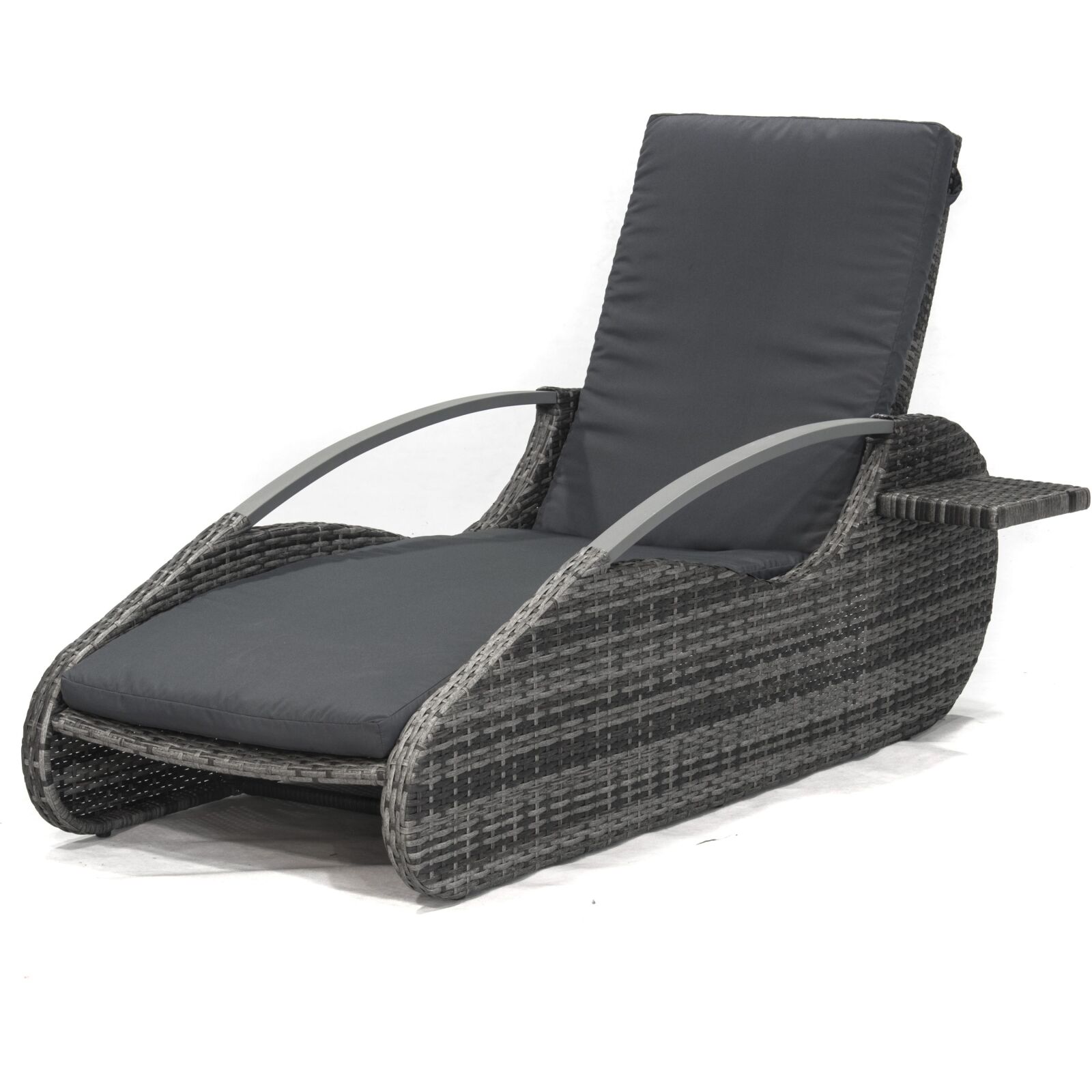 Loungesessel ALASSIO - anthrazit - 204 cm - mit praktischer Ablage