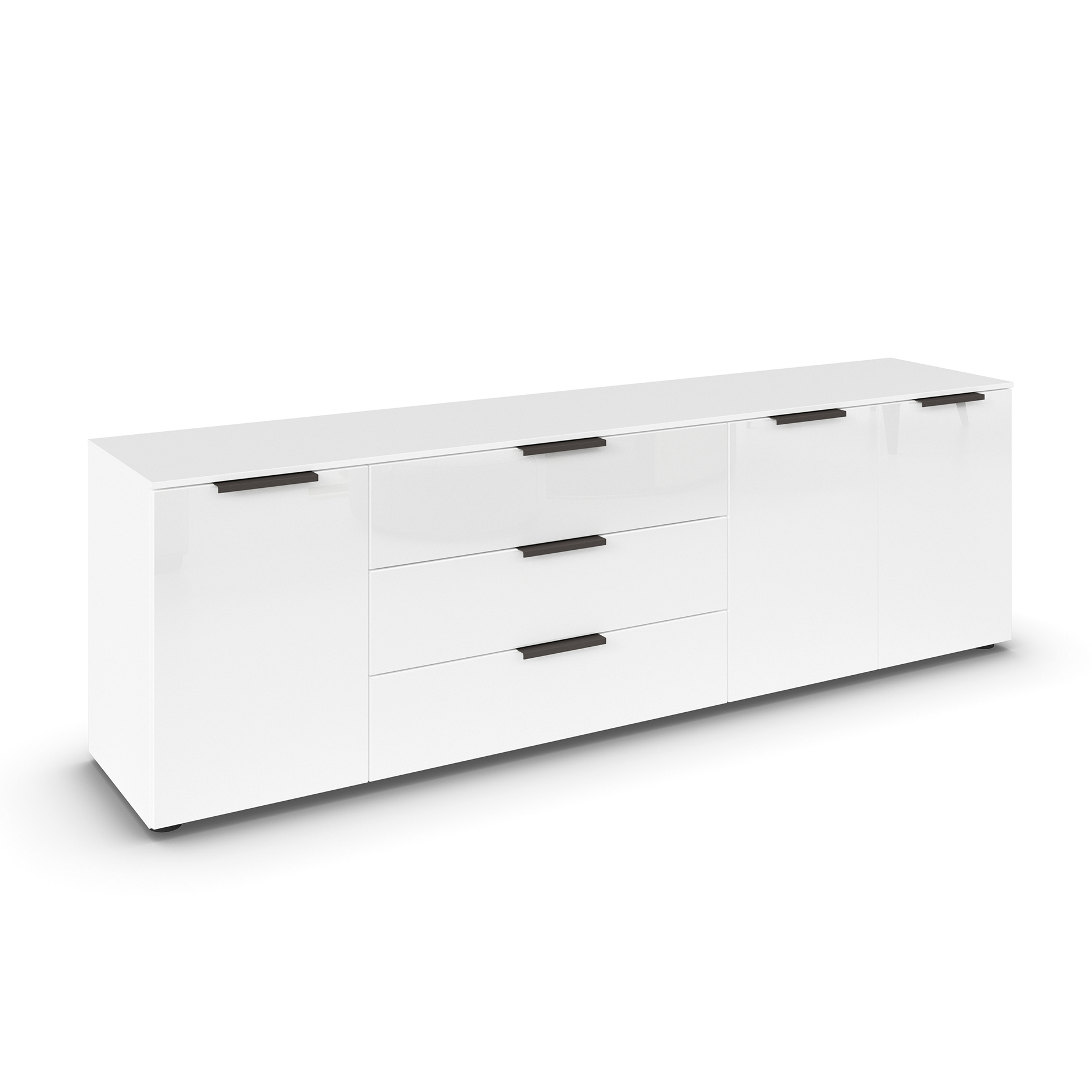 Lowboard - alpinweiß - Glasfront - 199 cm