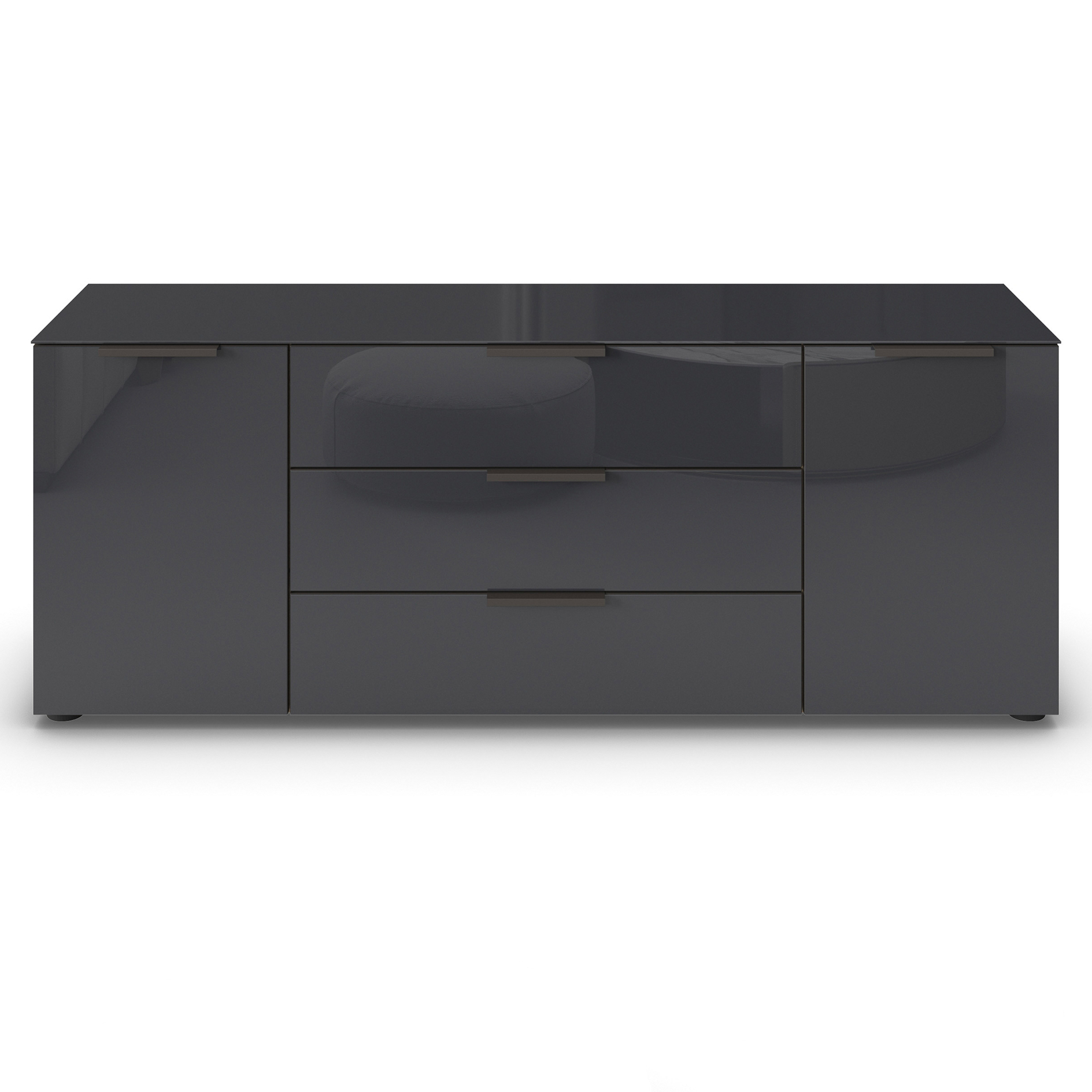 Lowboard - Artisan Eiche - Basalt - Glasfront - Glas-Oberboden - Graphitgriffe - 160 cm