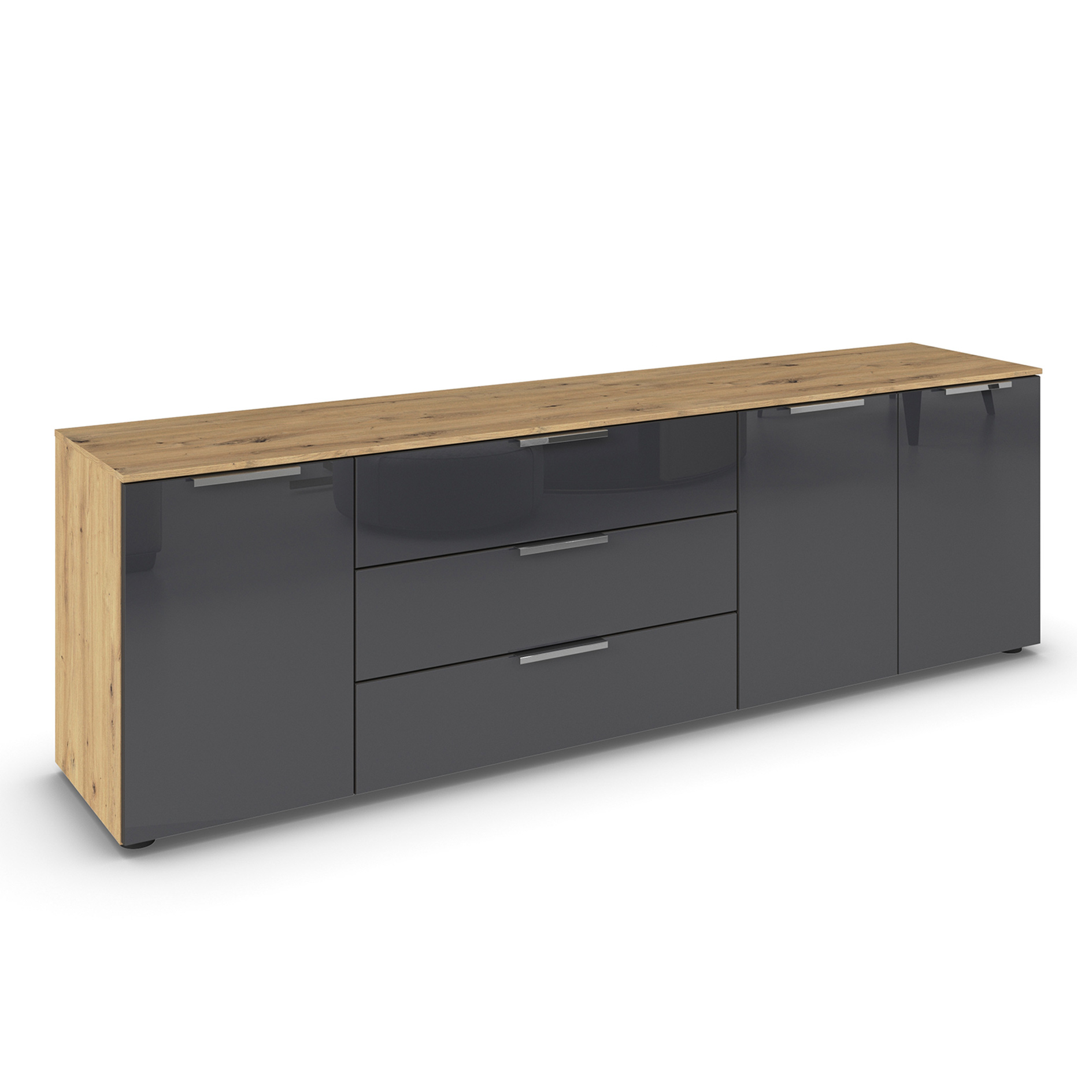 Lowboard - Artisan Eiche - Glas basalt - 199 cm