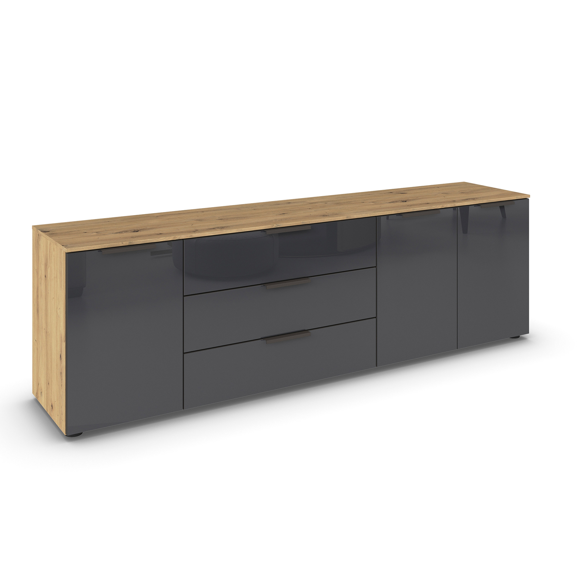 Lowboard - Artisan Eiche - Glas basalt-graphit - 199 cm