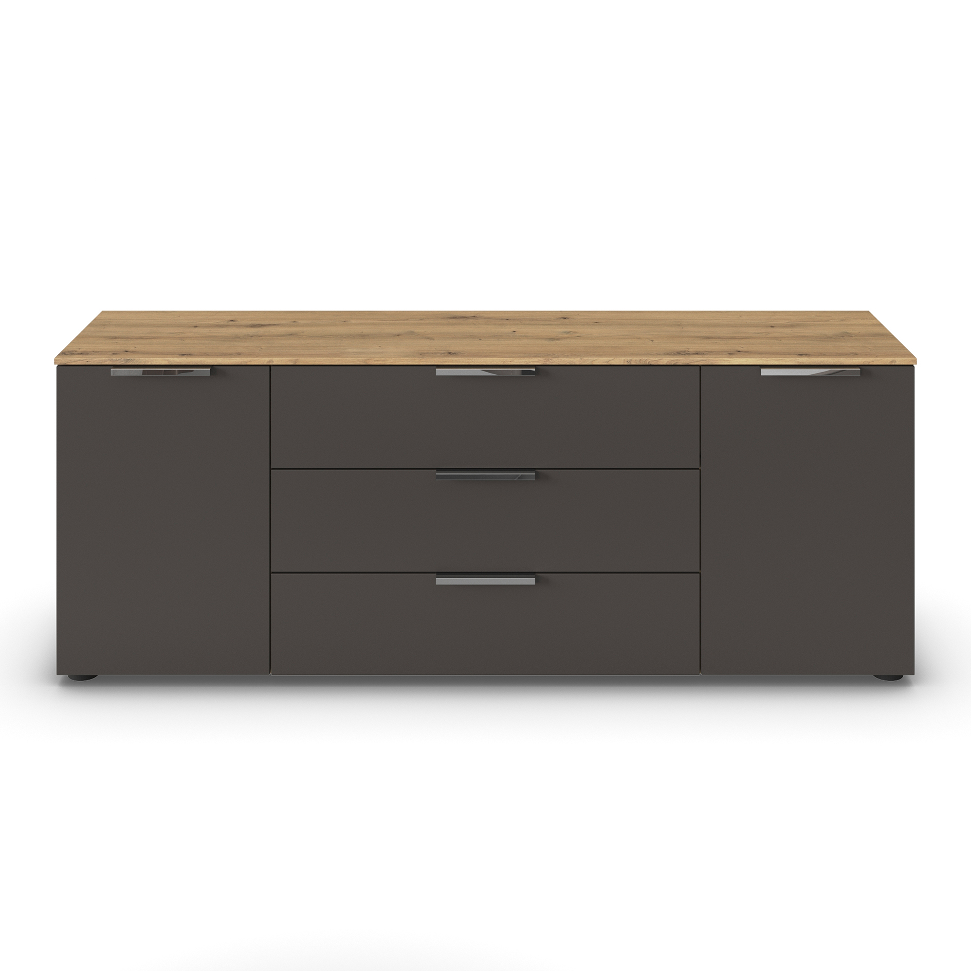 Lowboard - Artisan Eiche - graphit - Chromgriffe - 160 cm