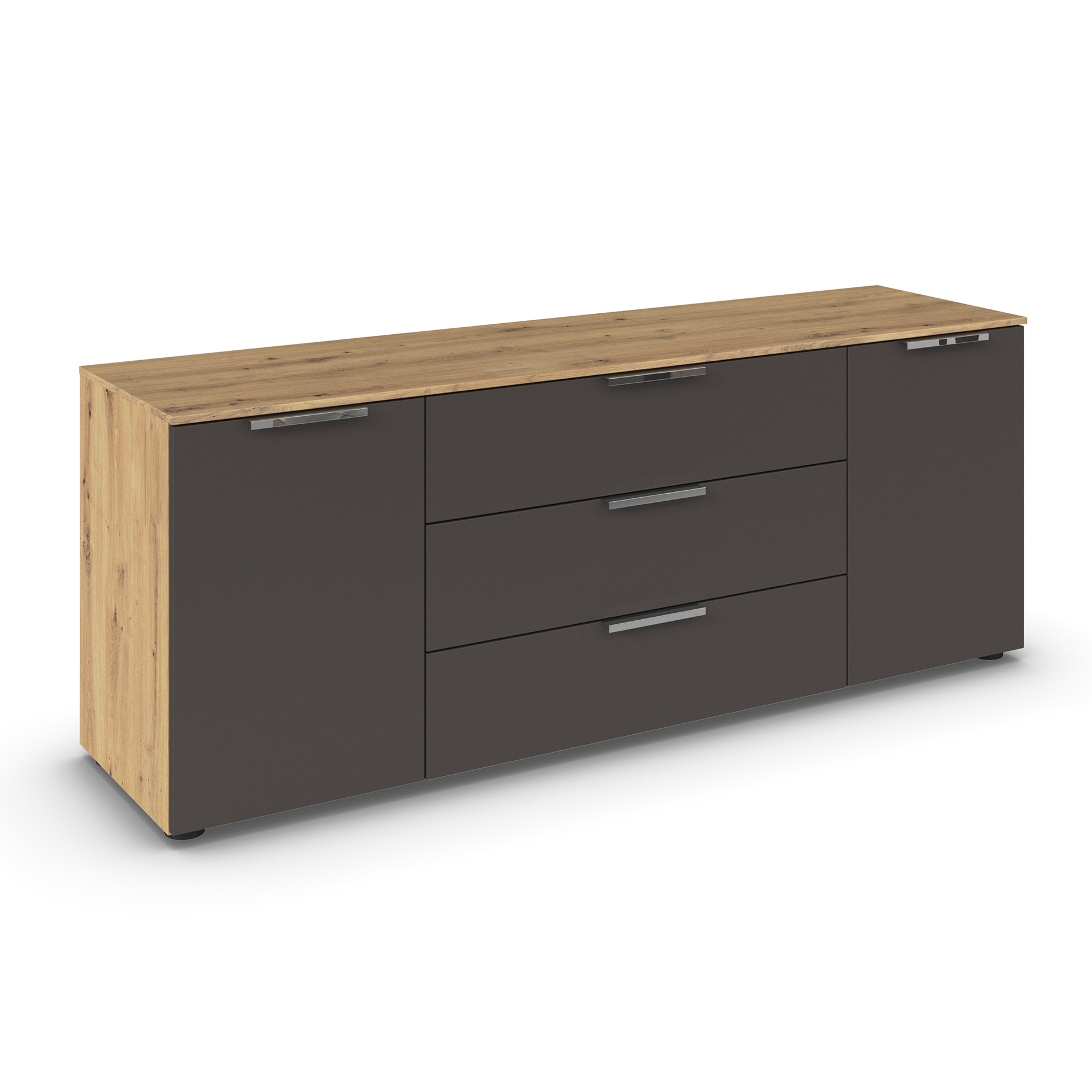 Lowboard - Artisan Eiche - graphit - Chromgriffe - 160 cm