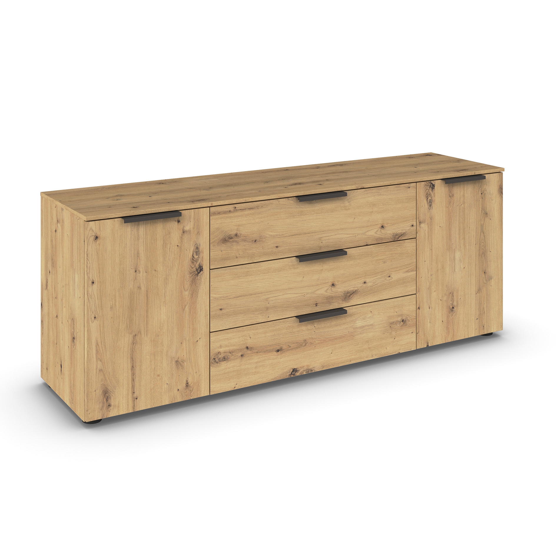 Lowboard - Artisan Eiche - Graphitgriffe - 160 cm