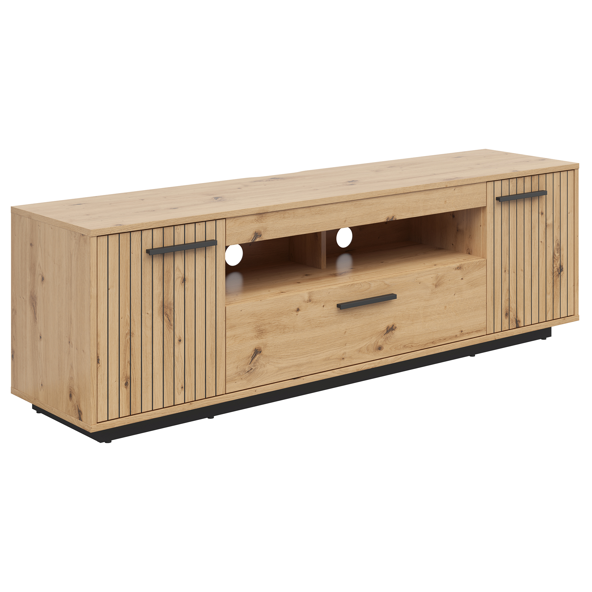 Lowboard - Artisan Eiche - schwarz - Softclose - 164 cm