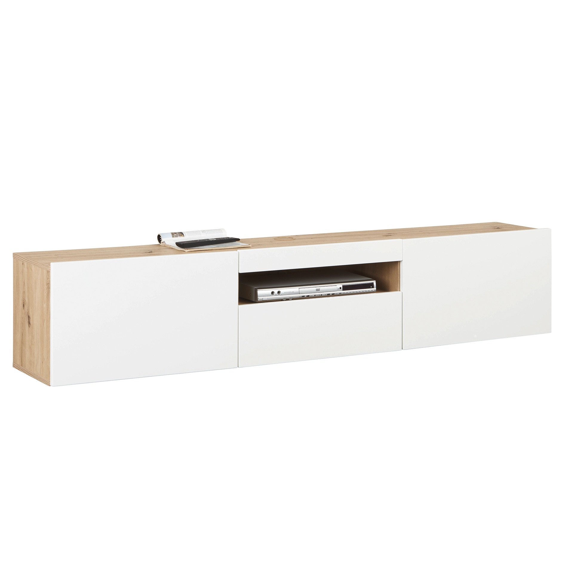 Lowboard - Artisan Eiche - weiß Hochglanz - 180 cm