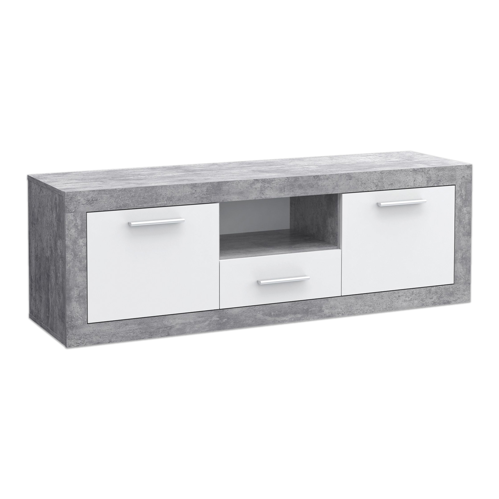 Lowboard - Beton-Optik-weiß - 148x50 cm