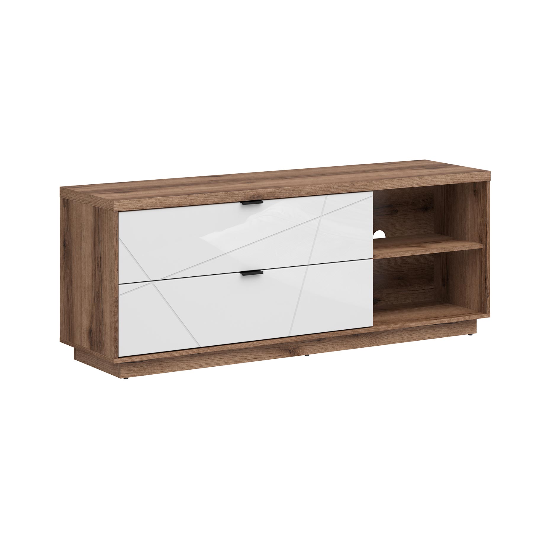 Lowboard - Delano Eiche - weiß - 2 Schubkästen - 146 cm