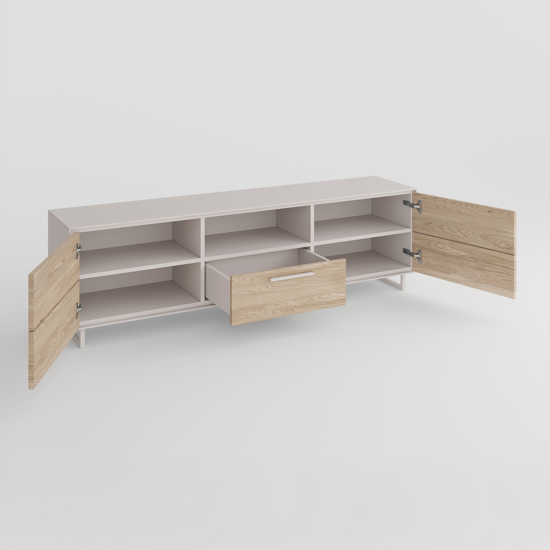 Lowboard -  Eiche Bianco - kreidefarben - 185 cm breit