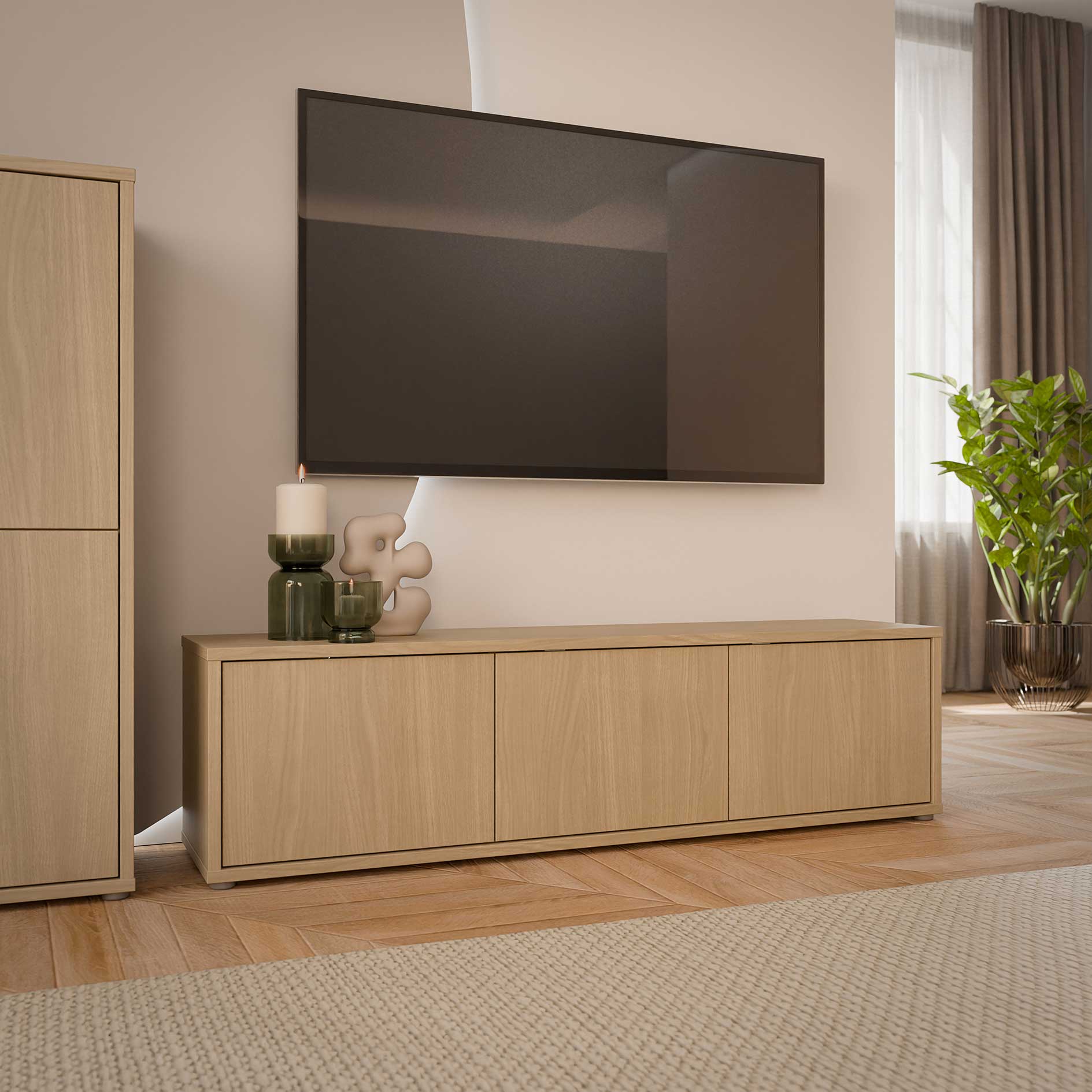 Lowboard - Elegancia Eiche - 3 Klappen - 154 cm