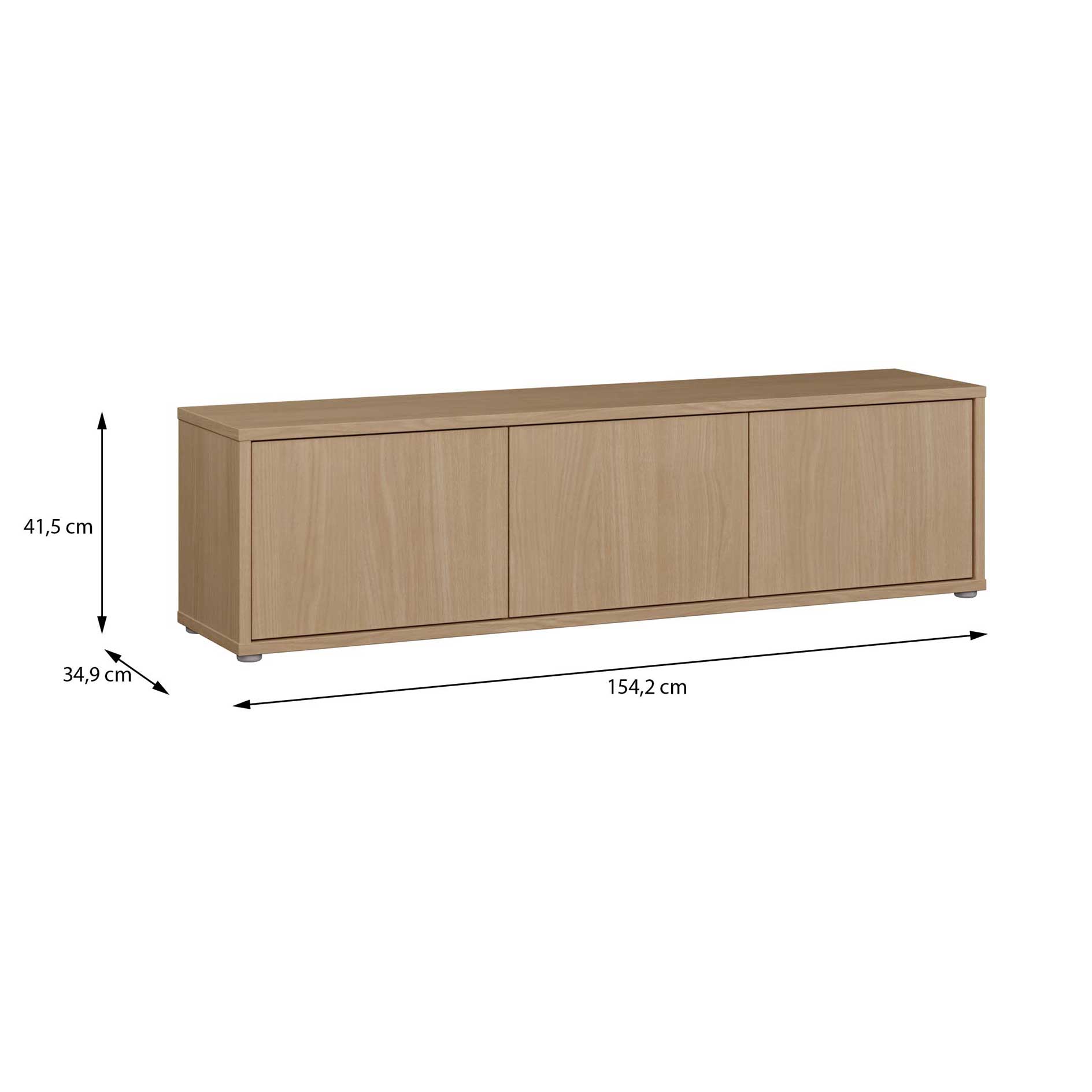 Lowboard - Elegancia Eiche - 3 Klappen - 154 cm