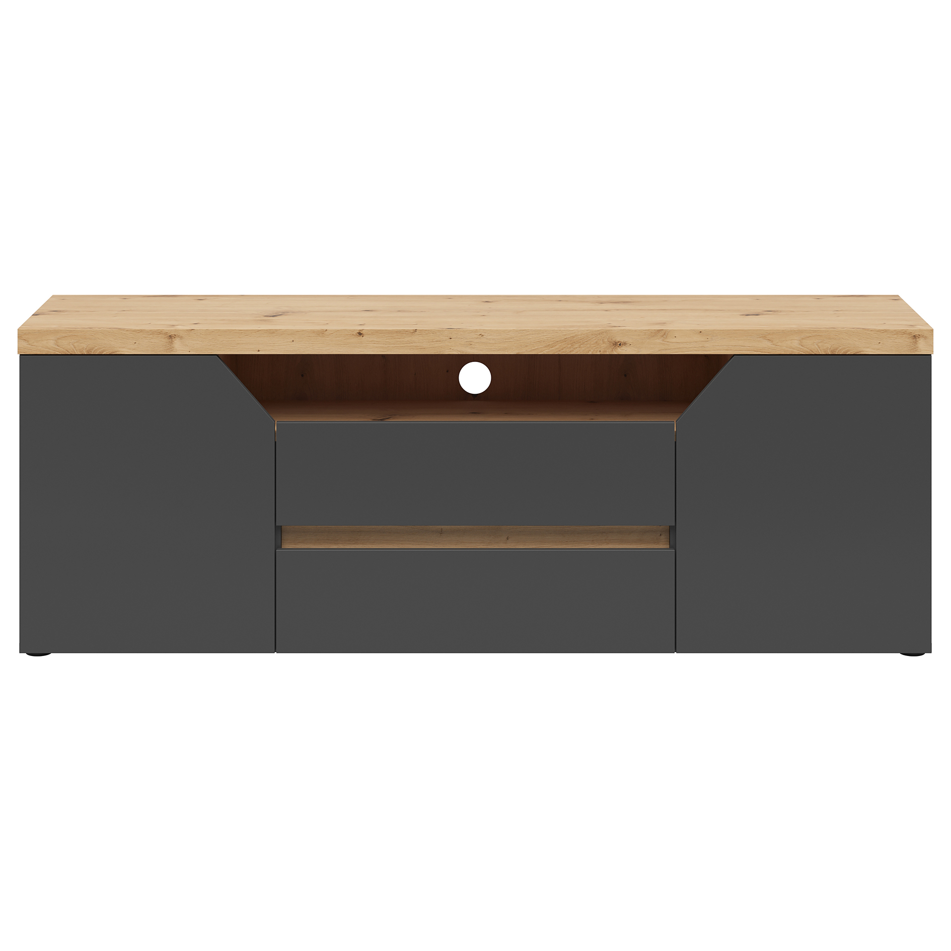 Lowboard - graphit - Artisan Eiche - Softclose - 160 cm