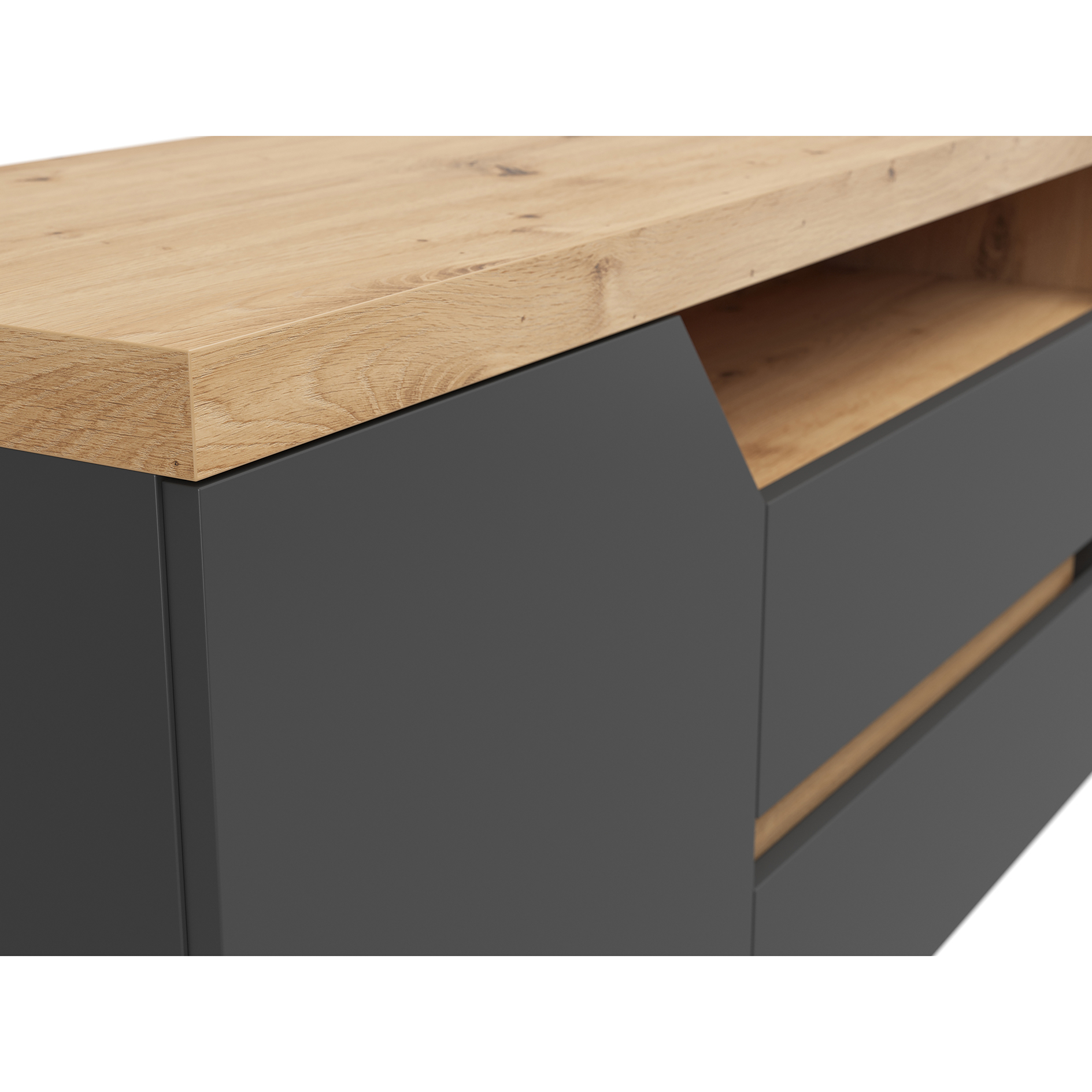Lowboard - graphit - Artisan Eiche - Softclose - 160 cm