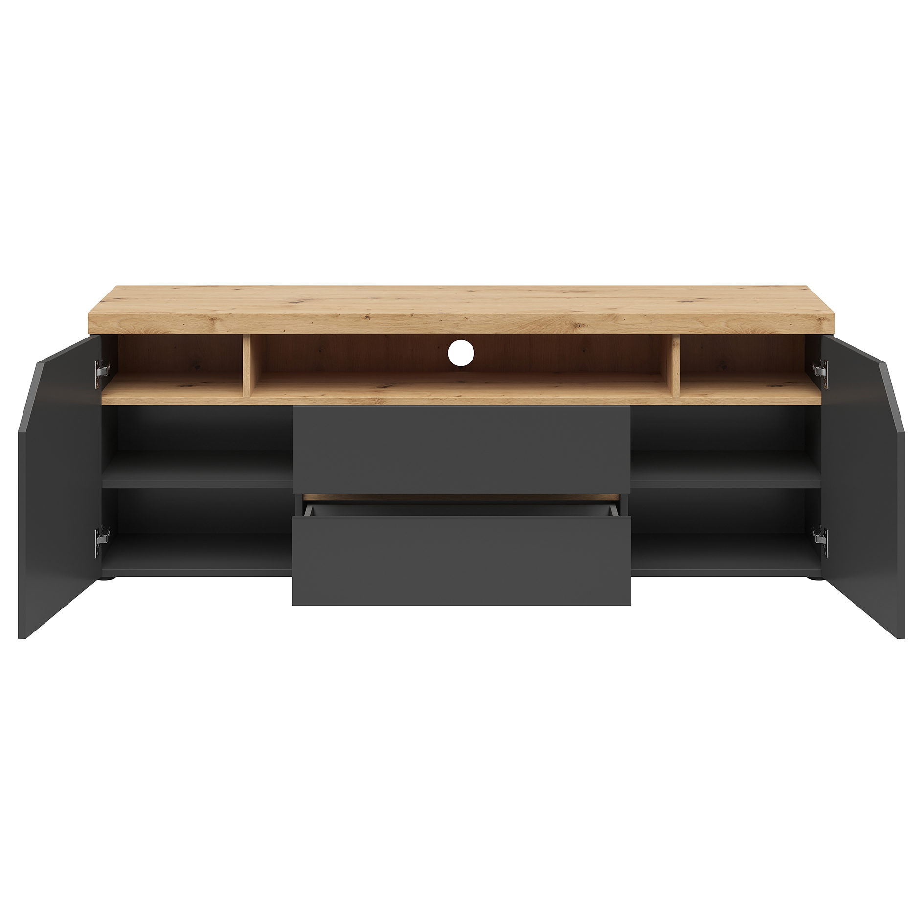 Lowboard - graphit - Artisan Eiche - Softclose - 160 cm
