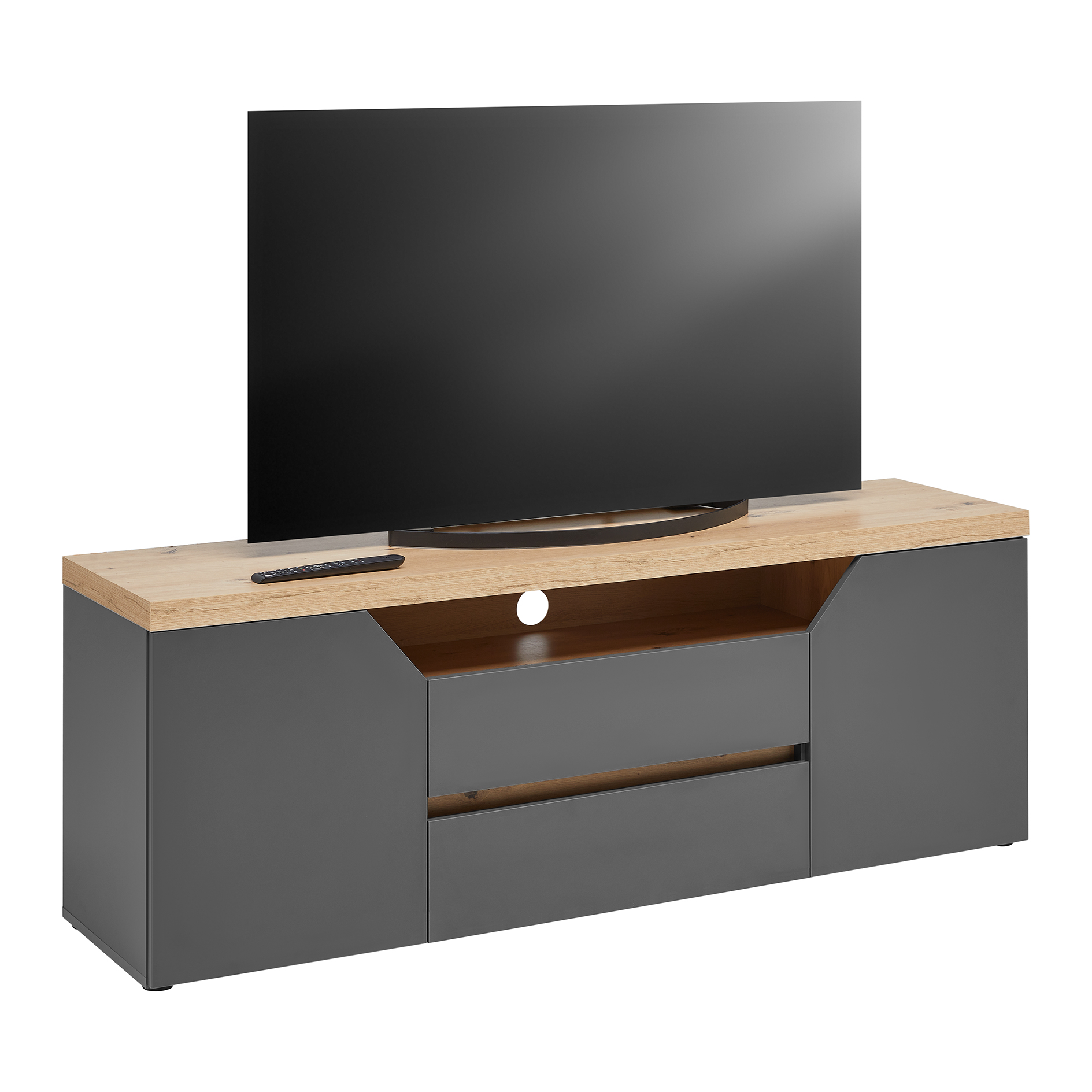 Lowboard - graphit - Artisan Eiche - Softclose - 160 cm