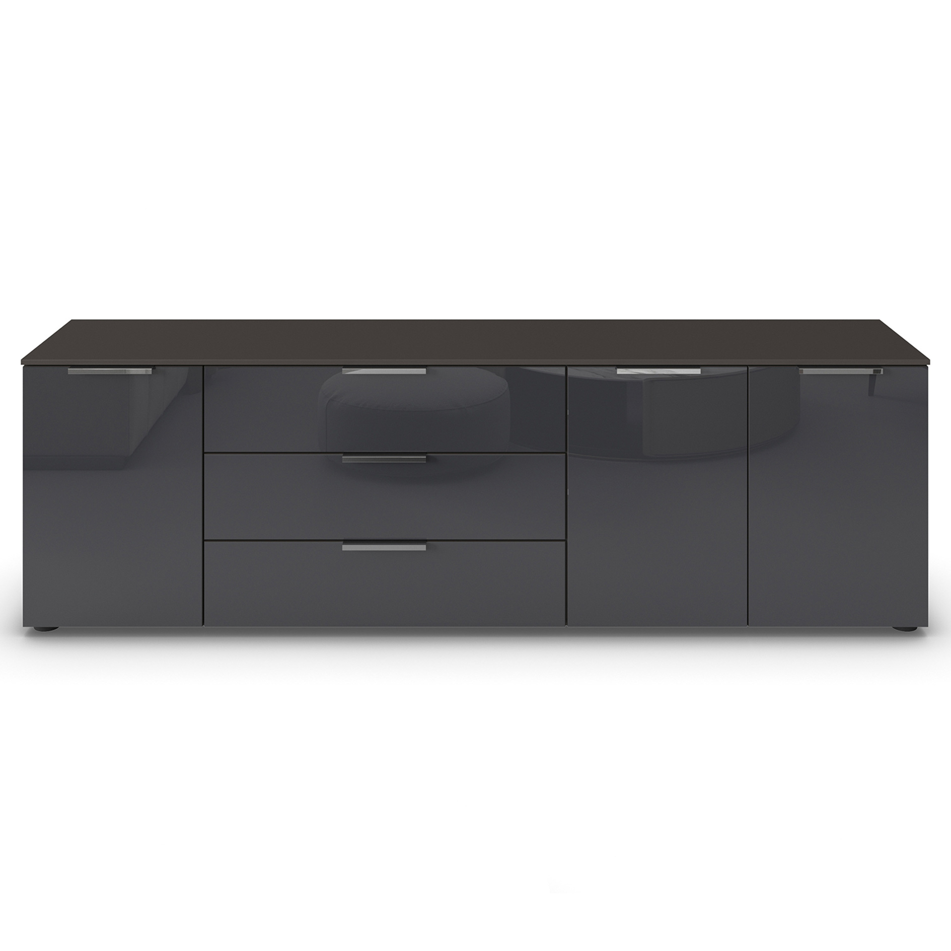 Lowboard - graphit - Glas basalt - 199 cm