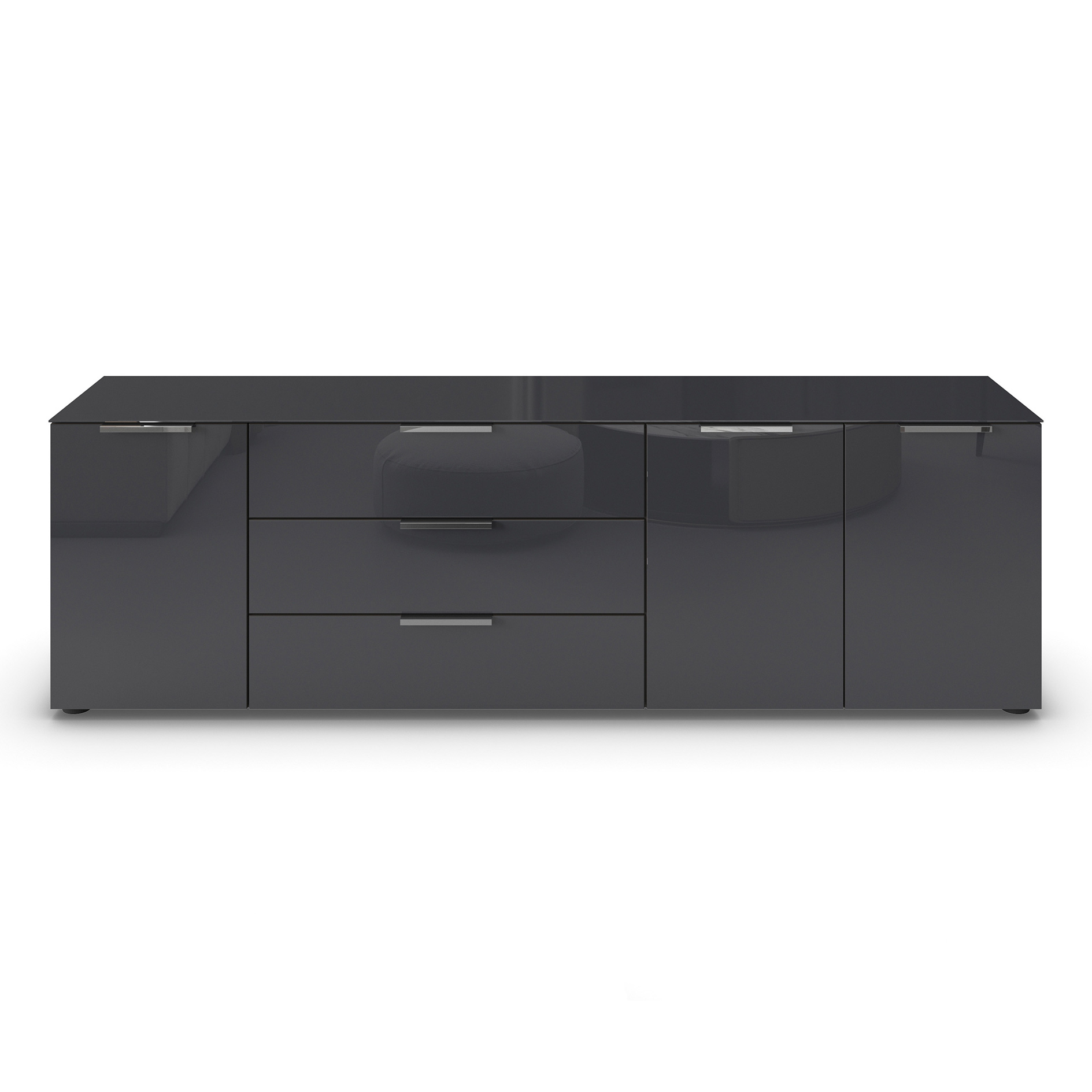 Lowboard - graphit - Glas basalt - 199 cm