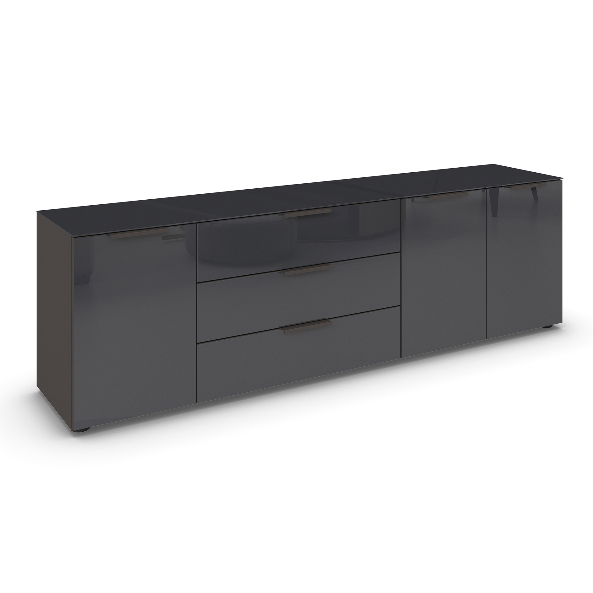 Lowboard - graphit - Glas basalt - 199 cm