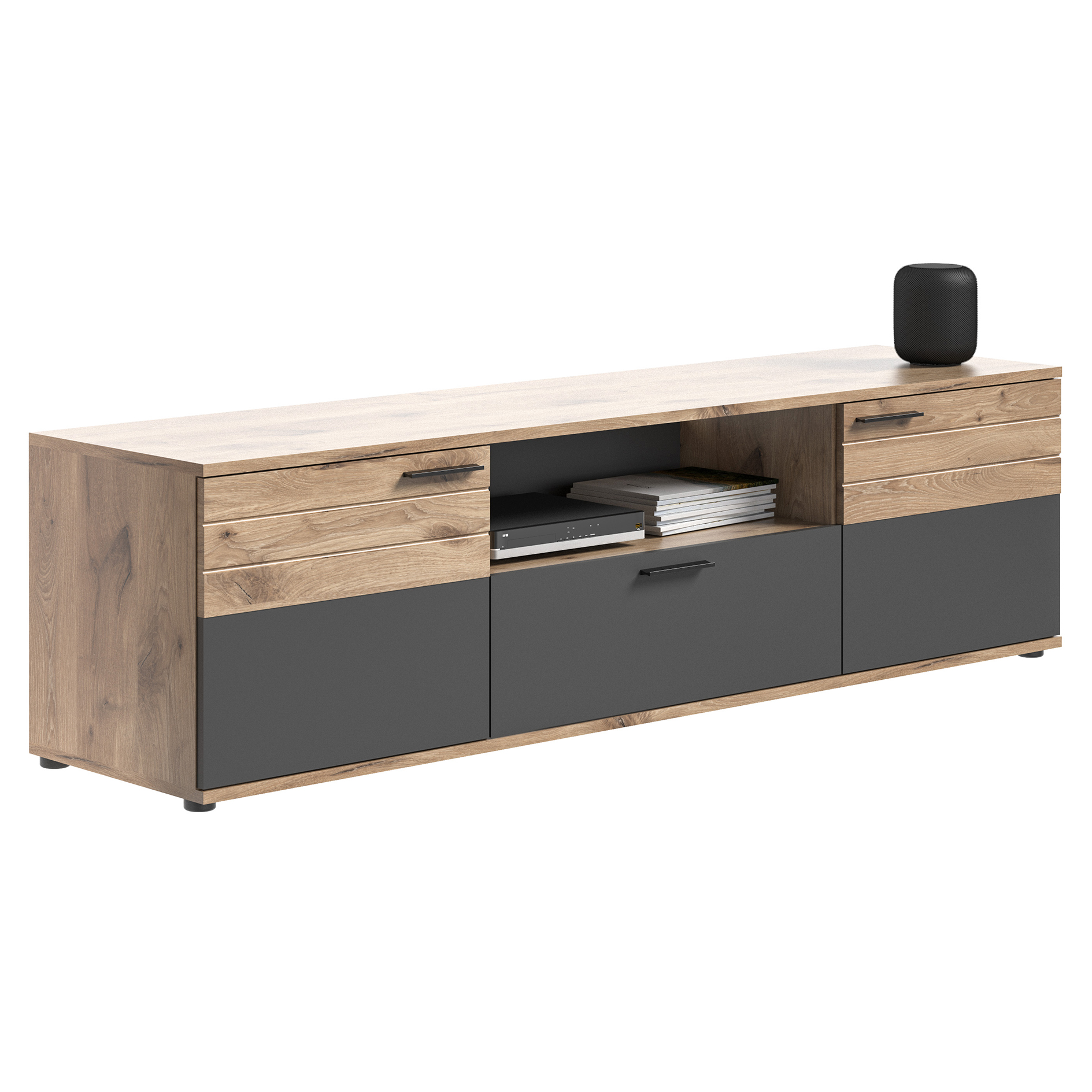 Lowboard MASON - Nox Oak - Basalt grau - 194 cm