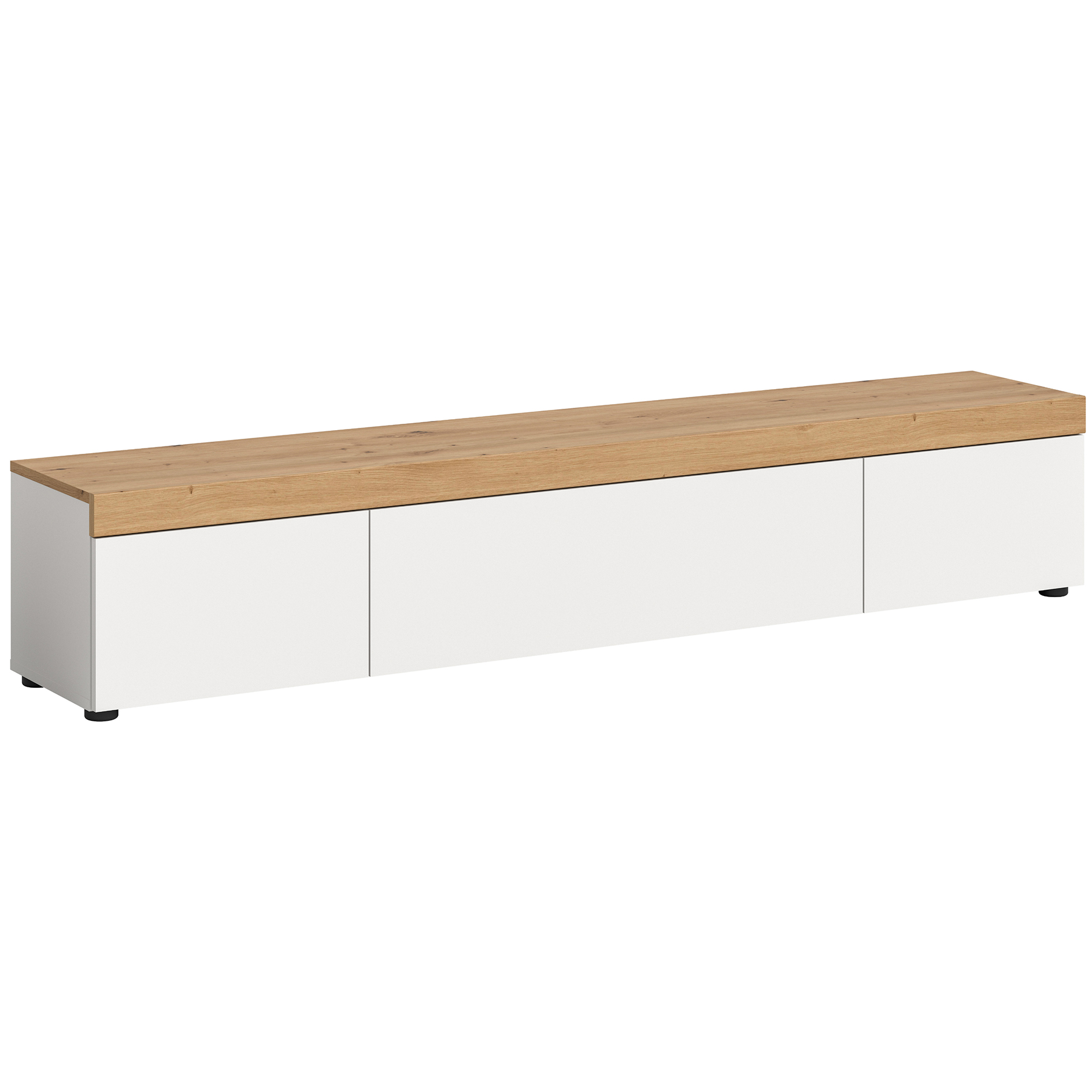 Lowboard RUDA - weiß - Artisan Eiche - 180 cm breit
