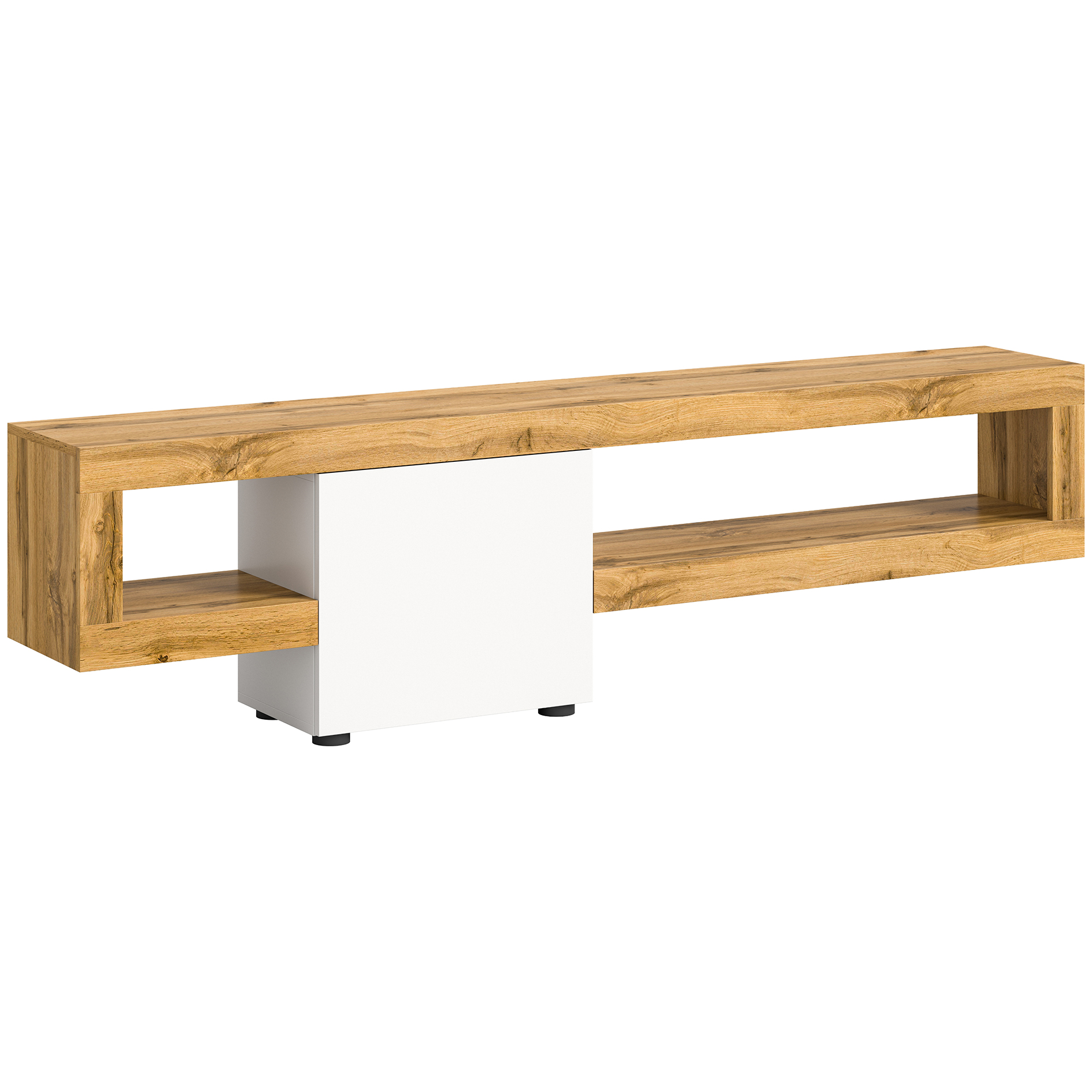 Lowboard SAMBA - weiß - Wotan Eiche - 190 cm breit