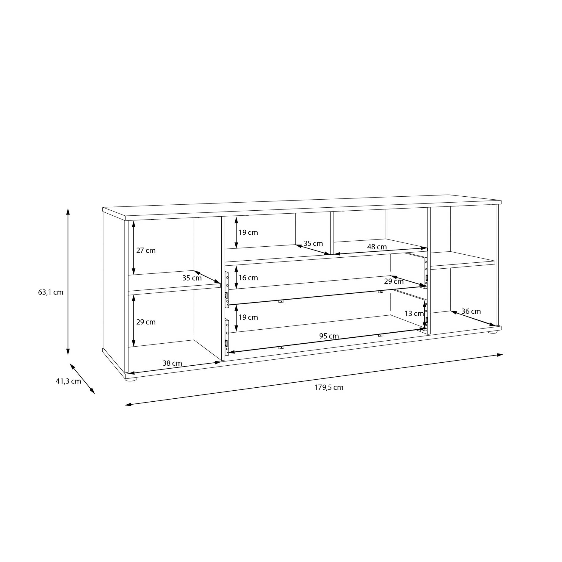 Lowboard - terrakotta - 2 Türen - 2 Schubkästen - 180 cm