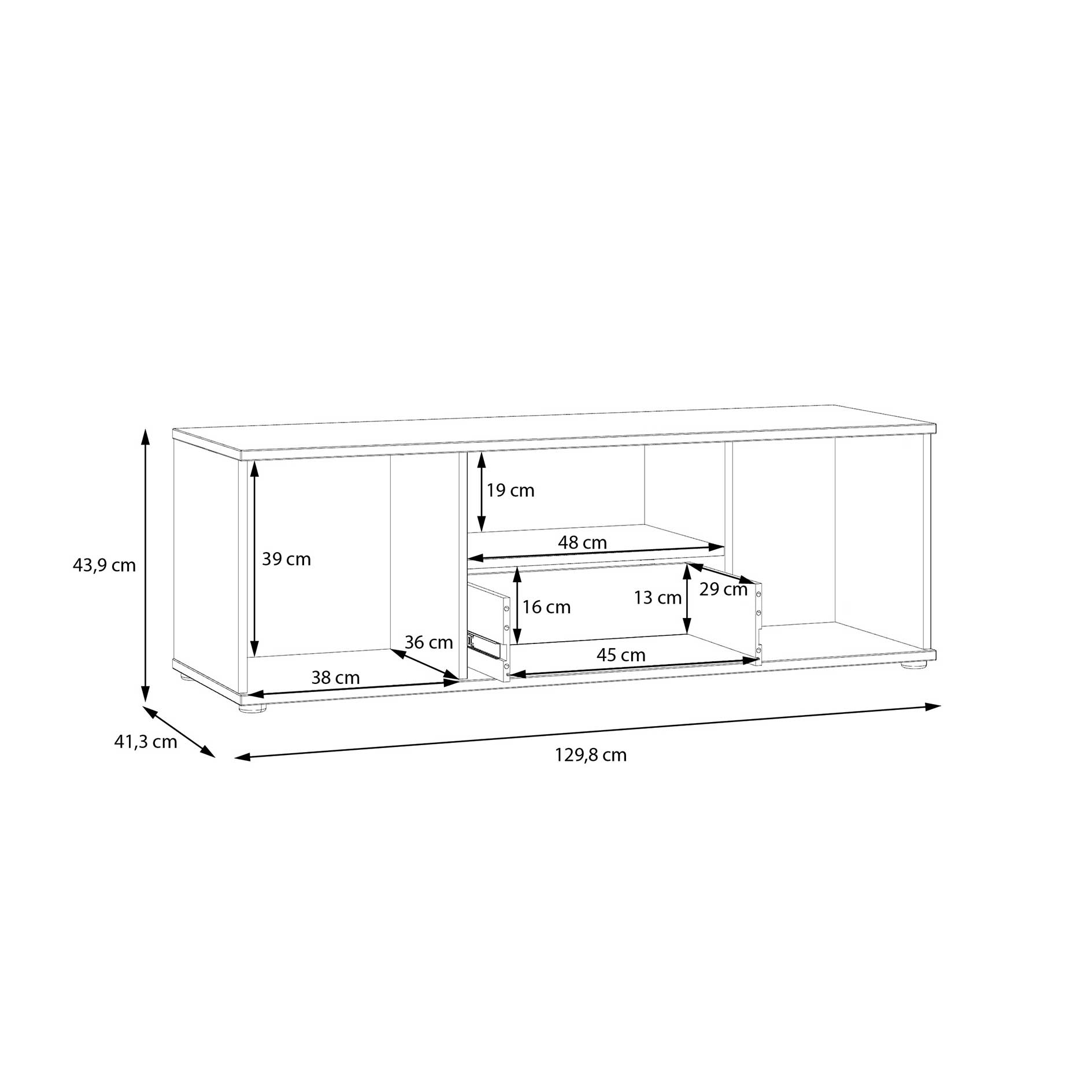 Lowboard - terrakotta - 2 Türen - ein Schubkasten - 130 cm