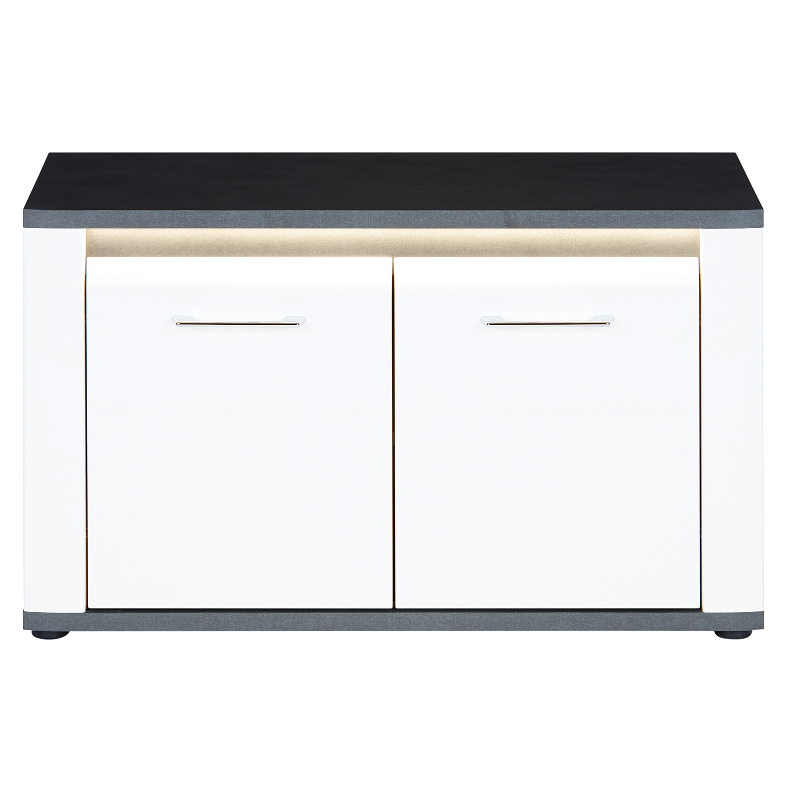 Luca Bessoni Garderobenbank - weiß Hochglanz - Matera dunkel - 85 cm