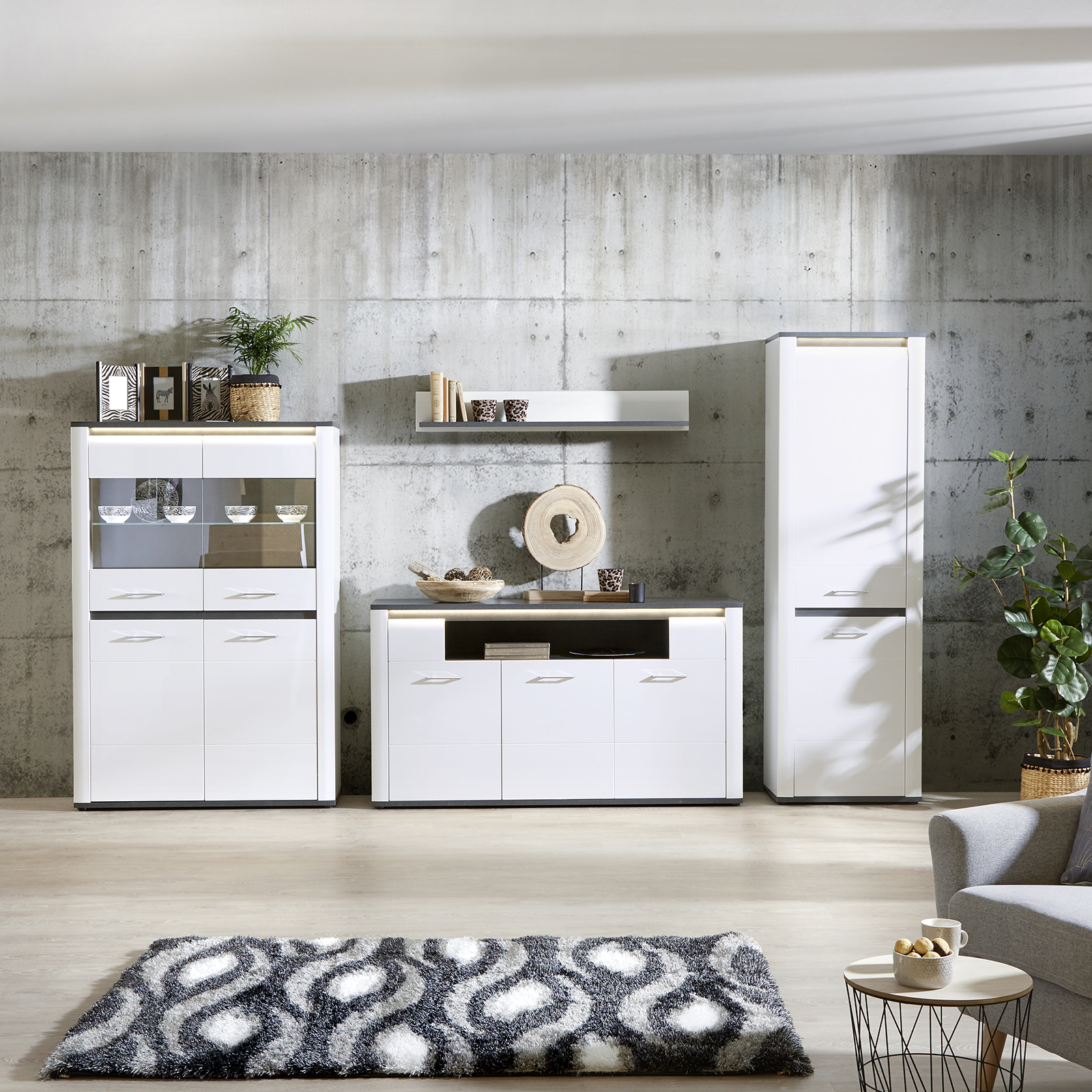Luca Bessoni Mehrzweckschrank - weiß Hochglanz - 62 cm