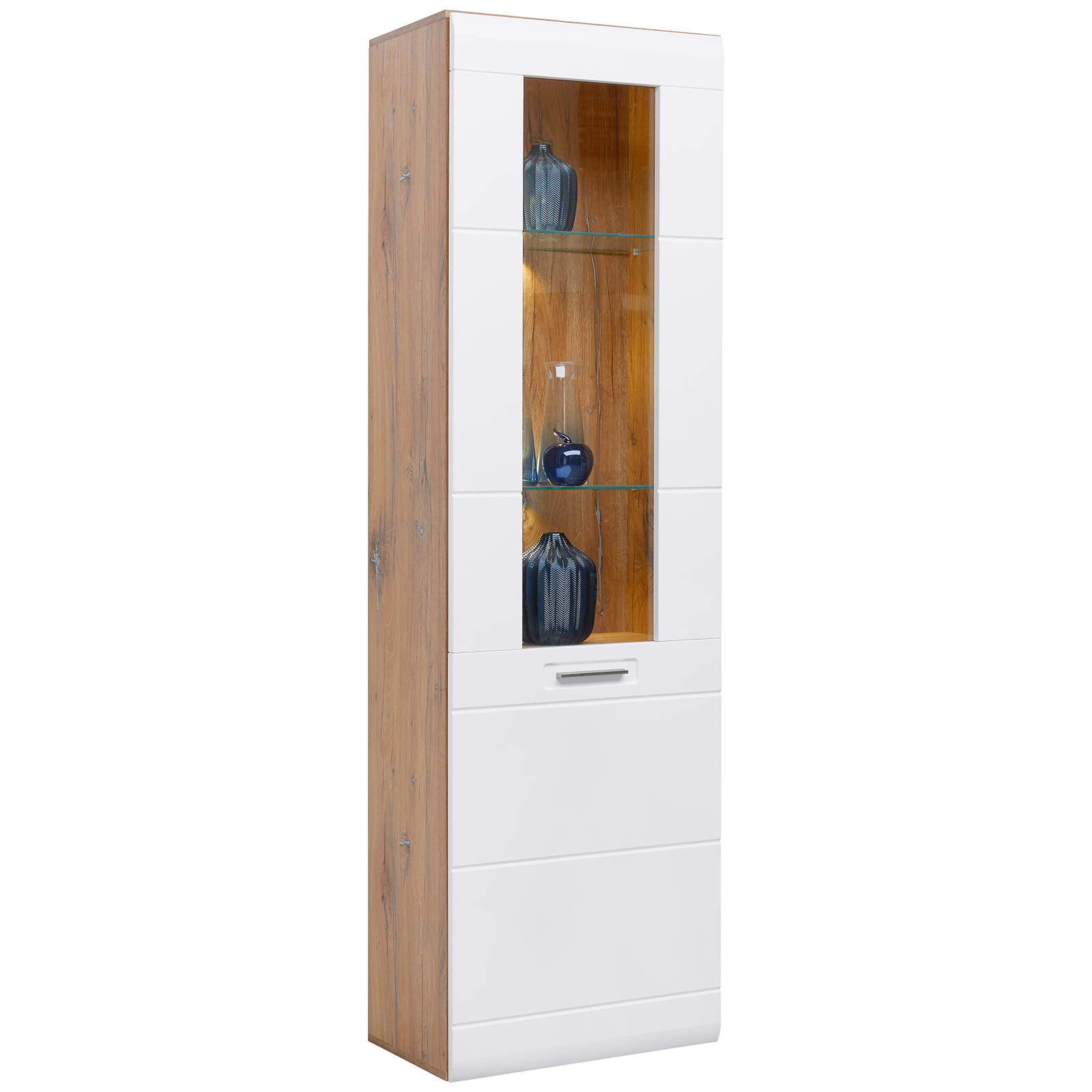 Luca Bessoni Standvitrine - weiß-Flagstaff Eiche - 60 cm
