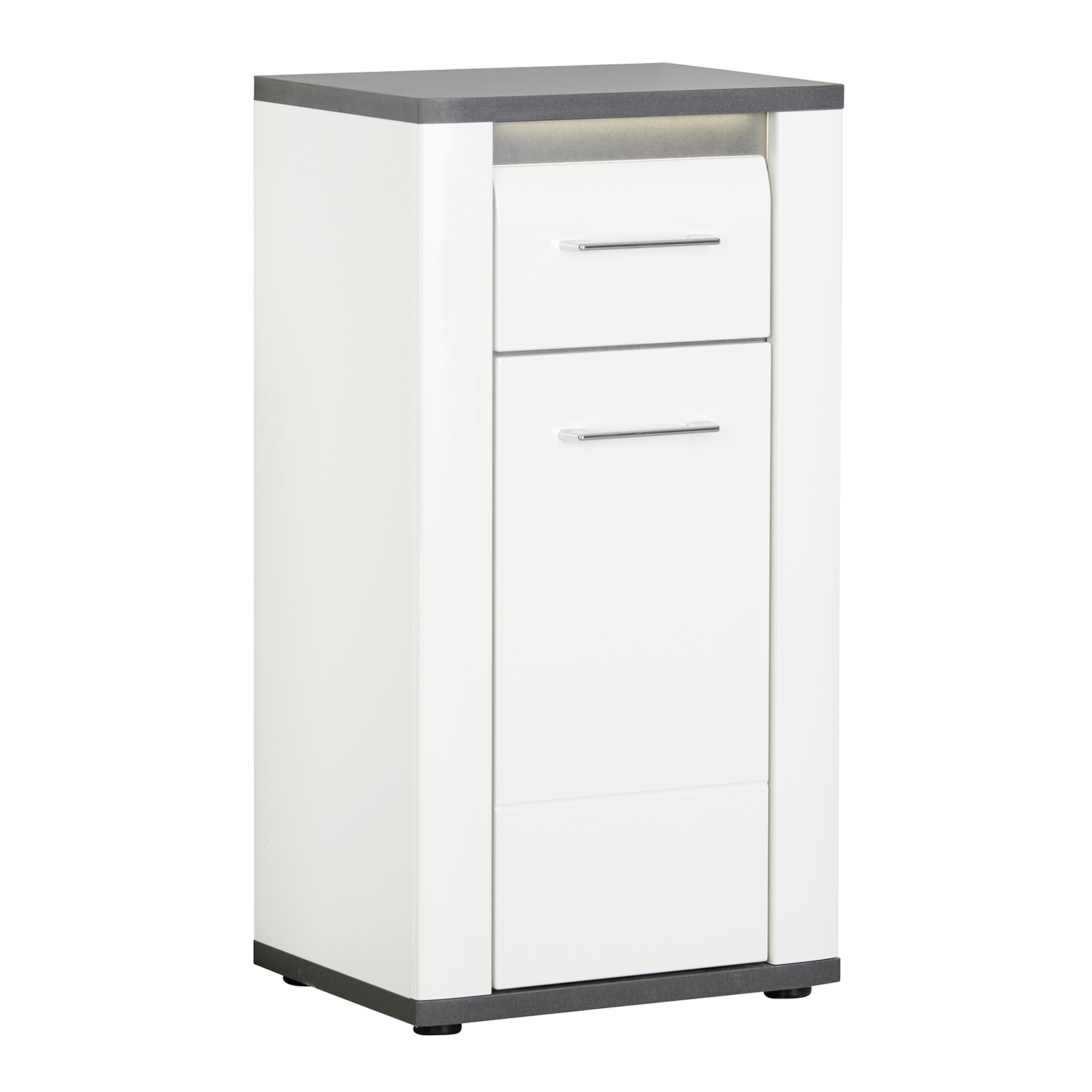 Luca Bessoni Unterschrank - weiß Hochglanz - Matera dunkel - 82 cm hoch