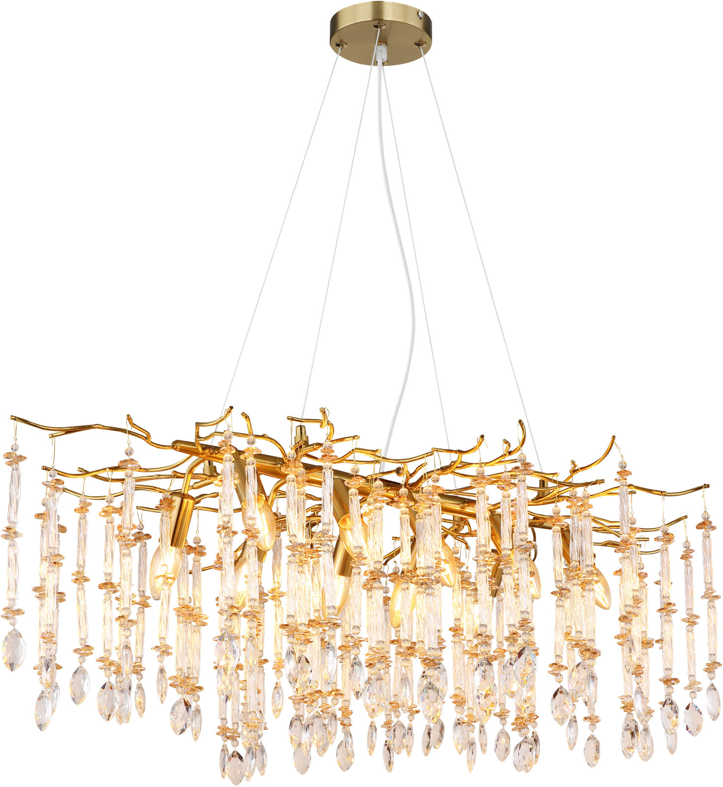Luster - goldfarben matt - klar - amber - 10-flammig