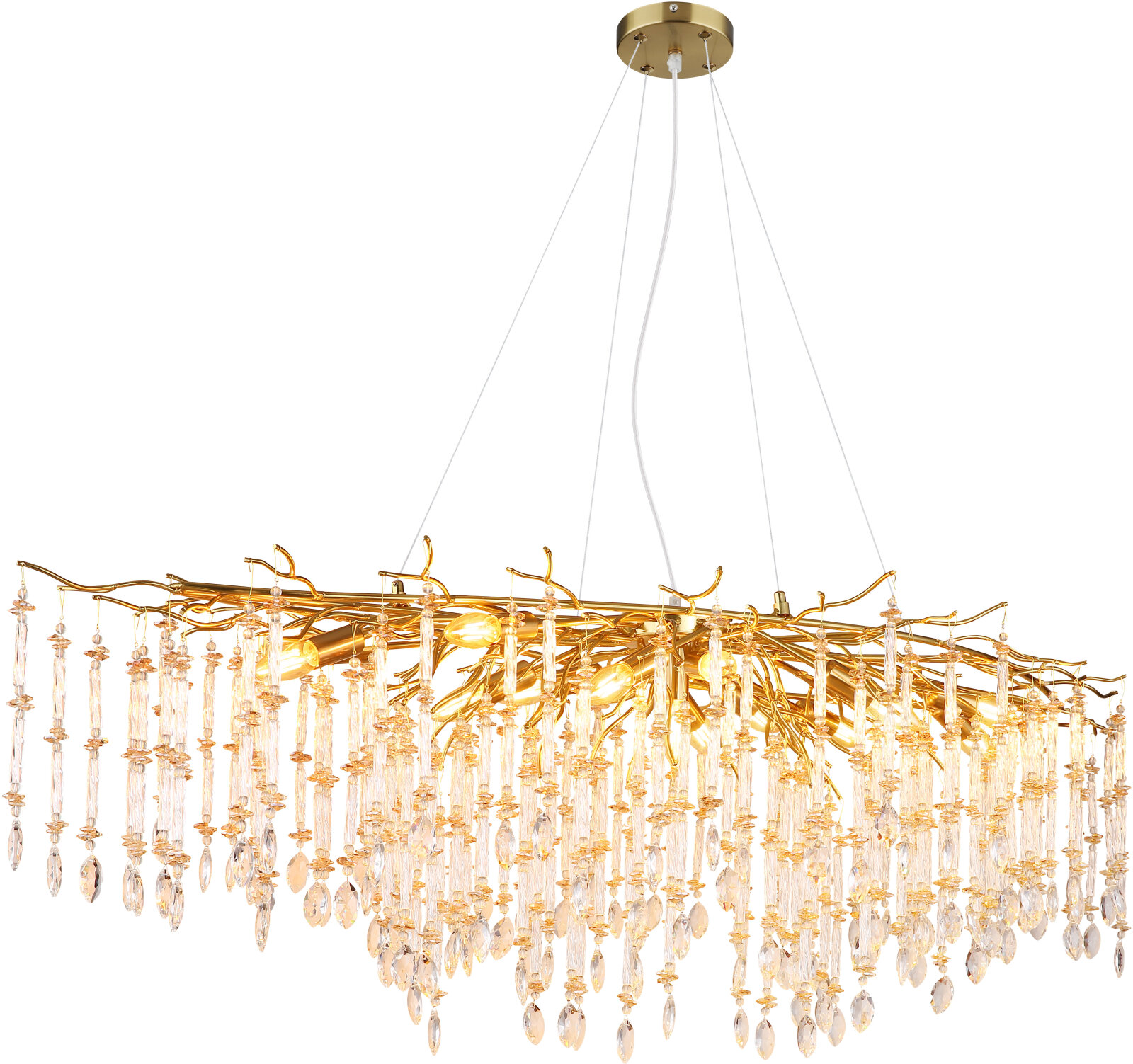 Luster - goldfarben matt - klar - amber - 14-flammig