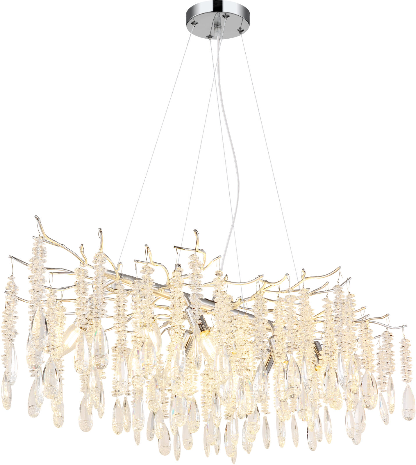 Luster - silberfarben matt - Glaskristalle - 10-flammig