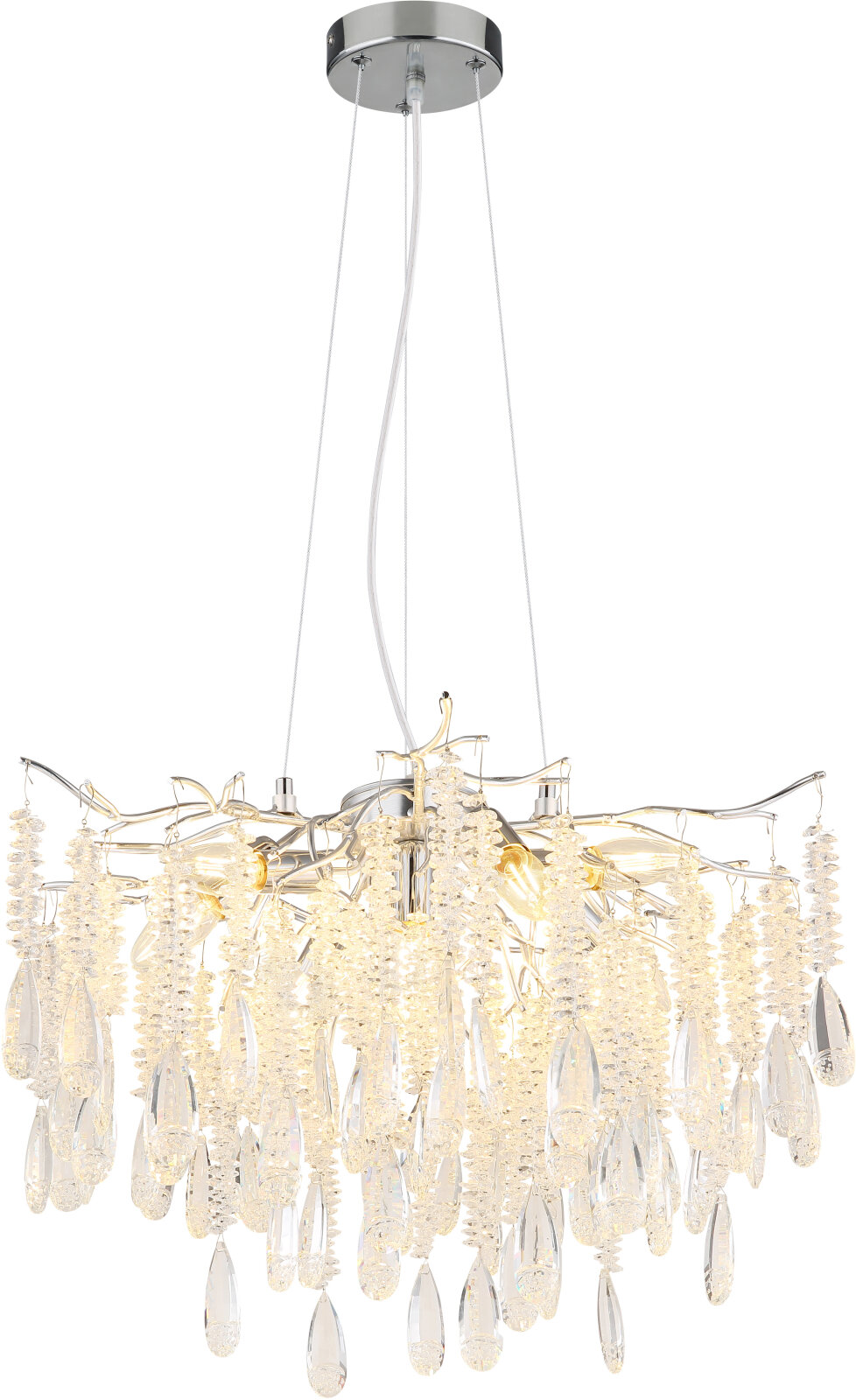 Luster - silberfarben matt - Glaskristalle - 8-flammig