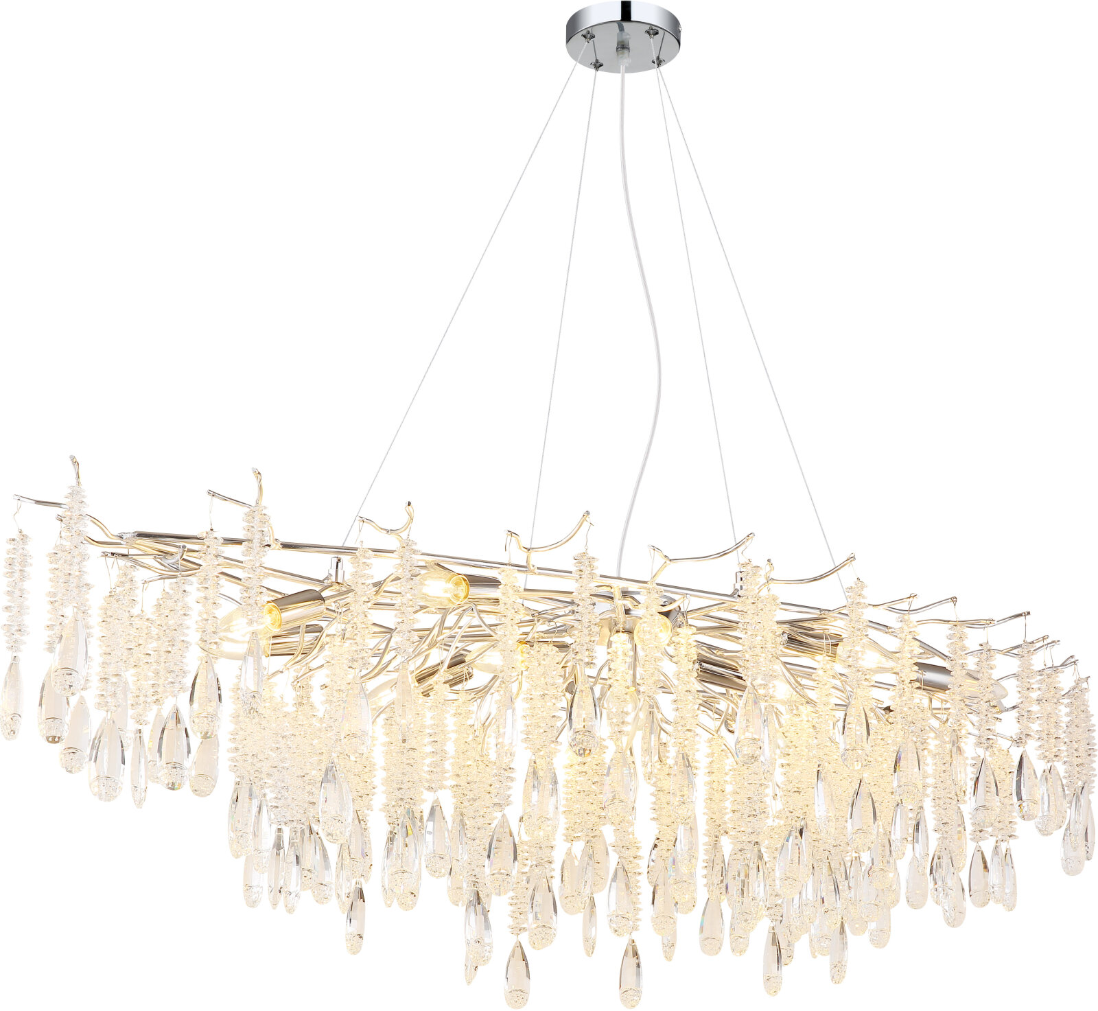 Luster - silberfarben matt - Glaskristalle - 14-flammig