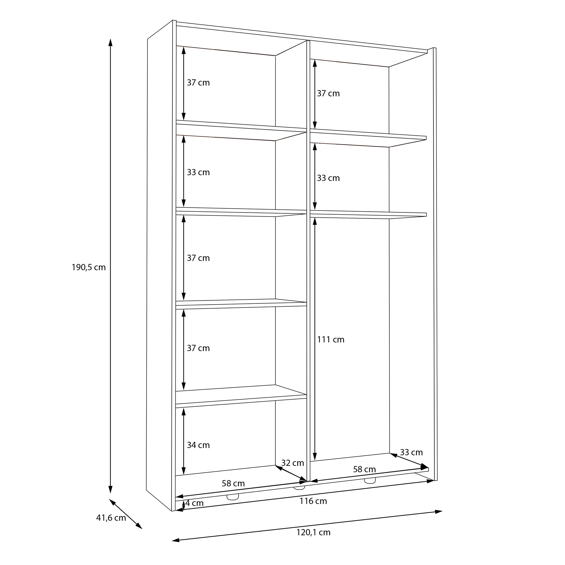 Mehrzweckschrank - Artisan Eiche - grau - 120 cm breit